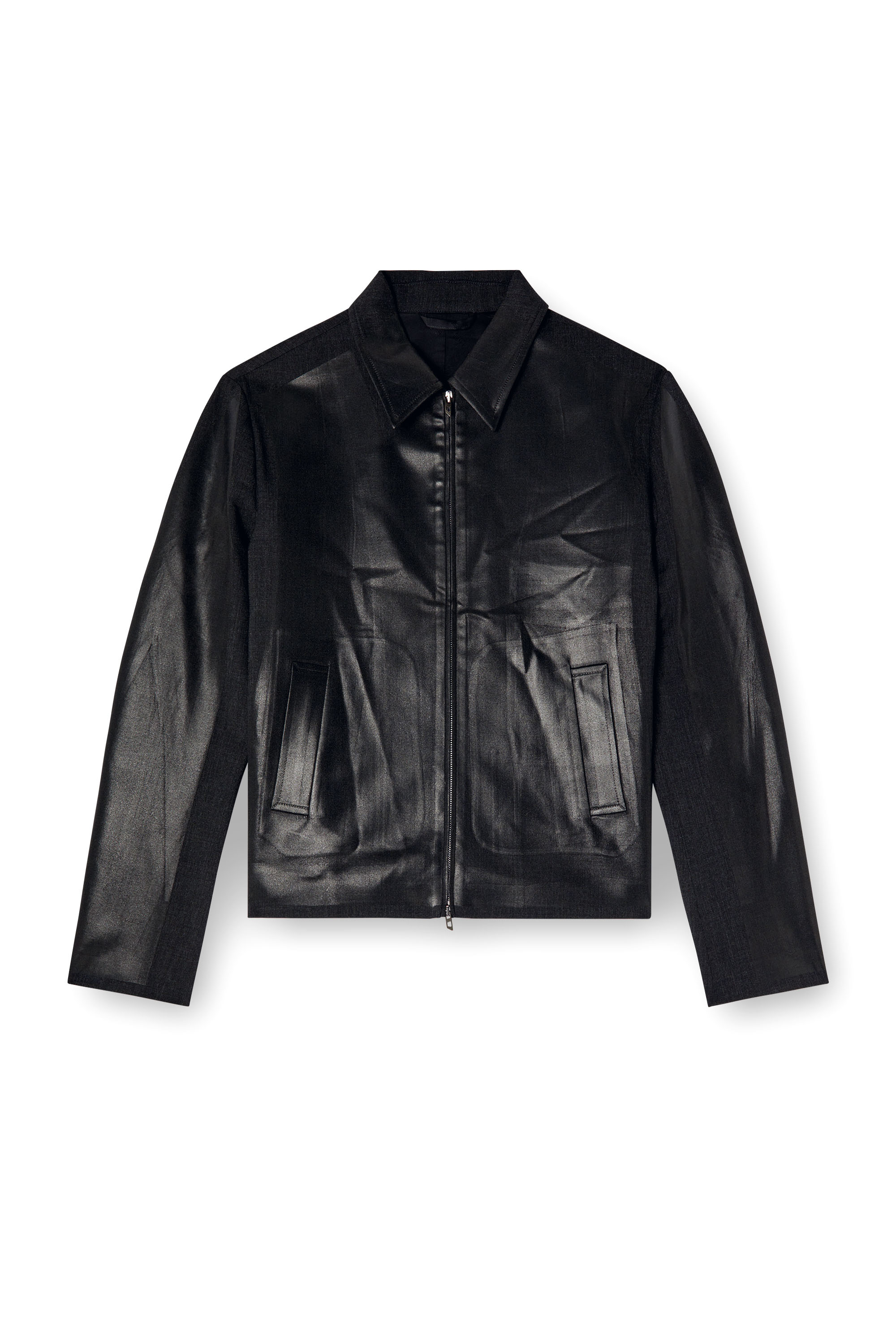 Diesel - J-KANE, Man's Coach jacket in coated Cool Wool in Black - 5