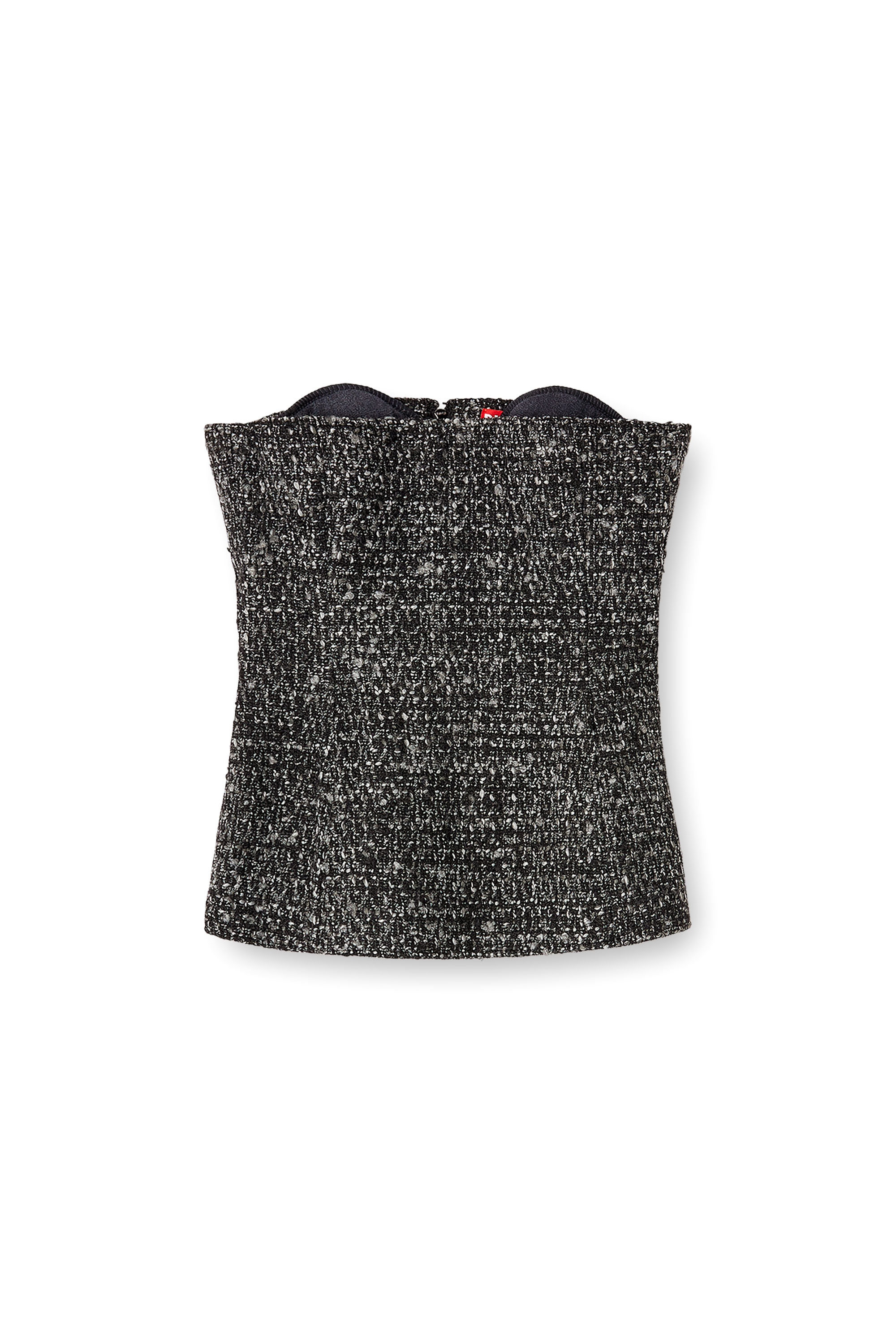 Diesel - T-ORSET, Woman's Bouclé corset top with ultra-low cut in Black - 2