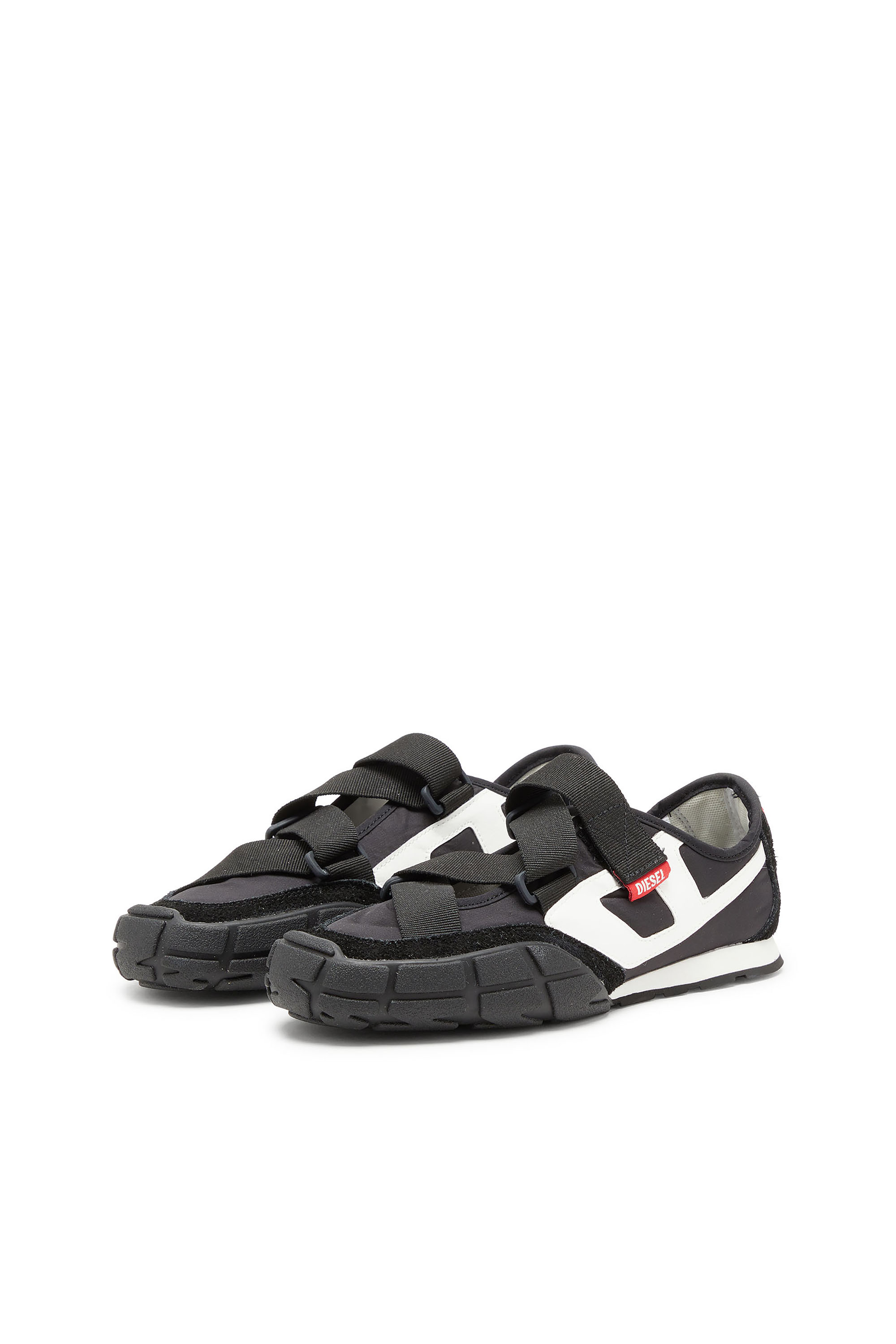 Diesel - S-PAGODHA SLIP-ON W, Woman's S-Pagodha-Tongue-free strap sneakers in ripstop in Black/White - 3