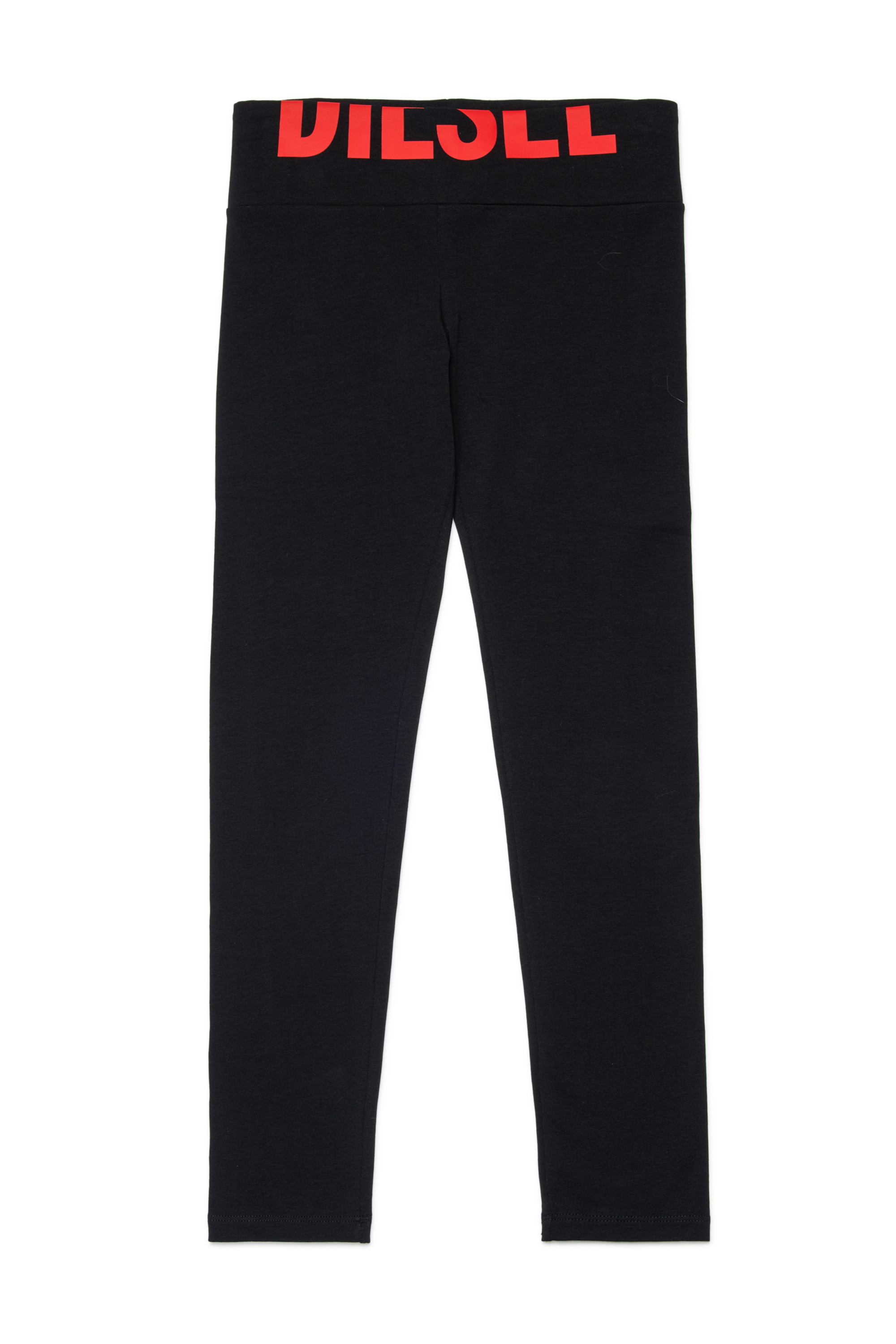 Diesel - PCEFY, Woman's Cotton leggings with cut-off logo in Black - 1