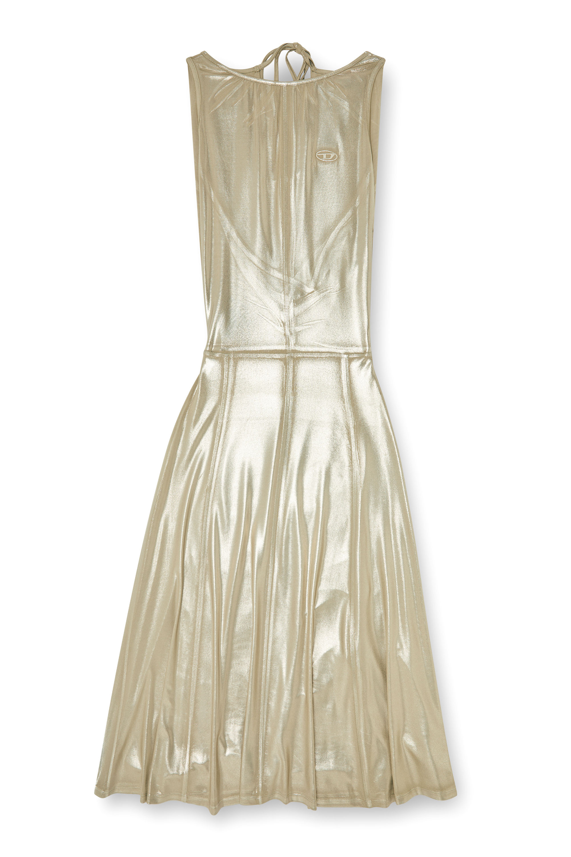Diesel - D-DYVYNY, Woman's Fluid metallic midi dress with open back in null - 1