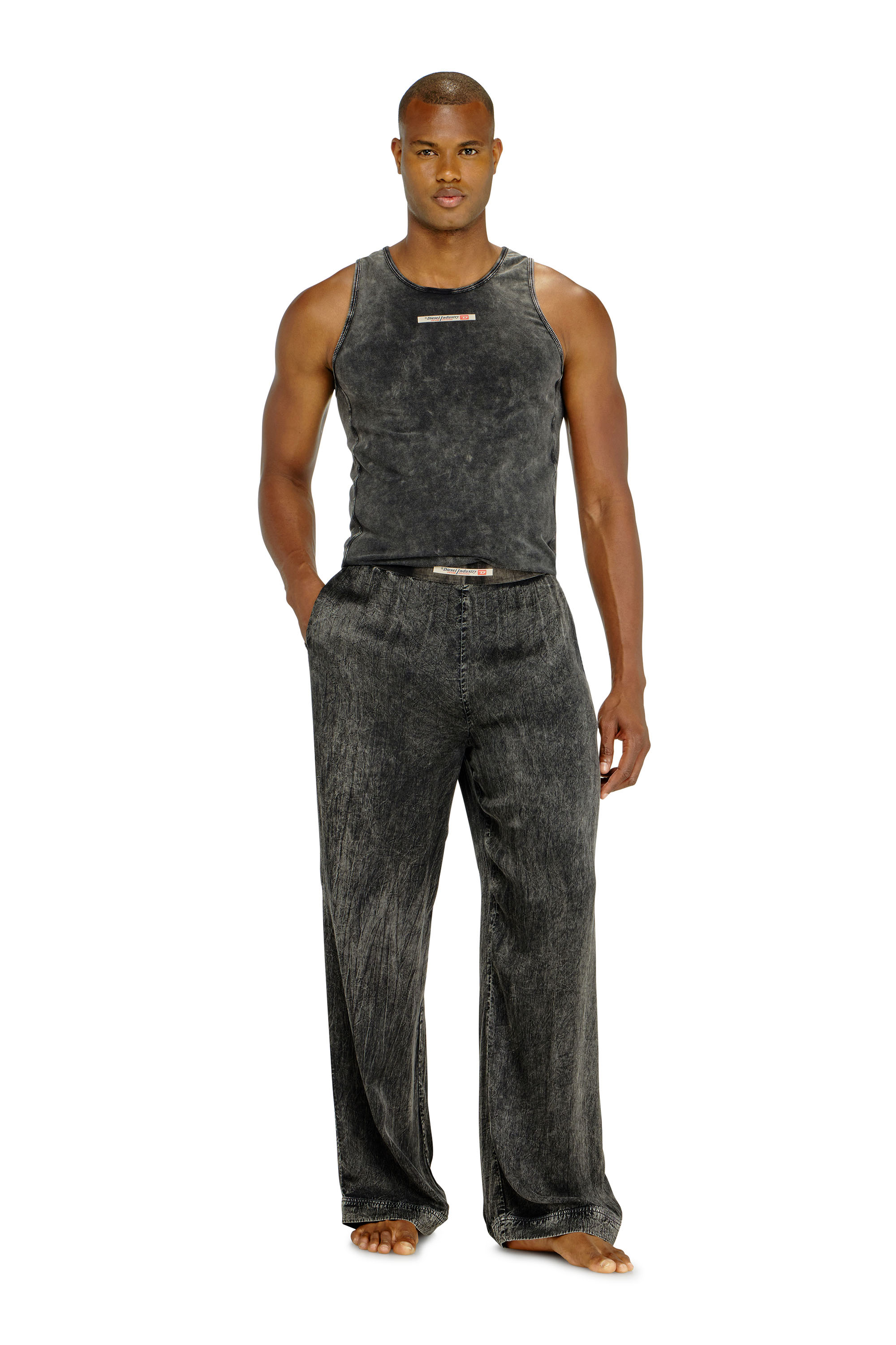 Diesel - ZAYNE-DNM, Man's Viscose pants with a fluid fit in Dark grey - 3
