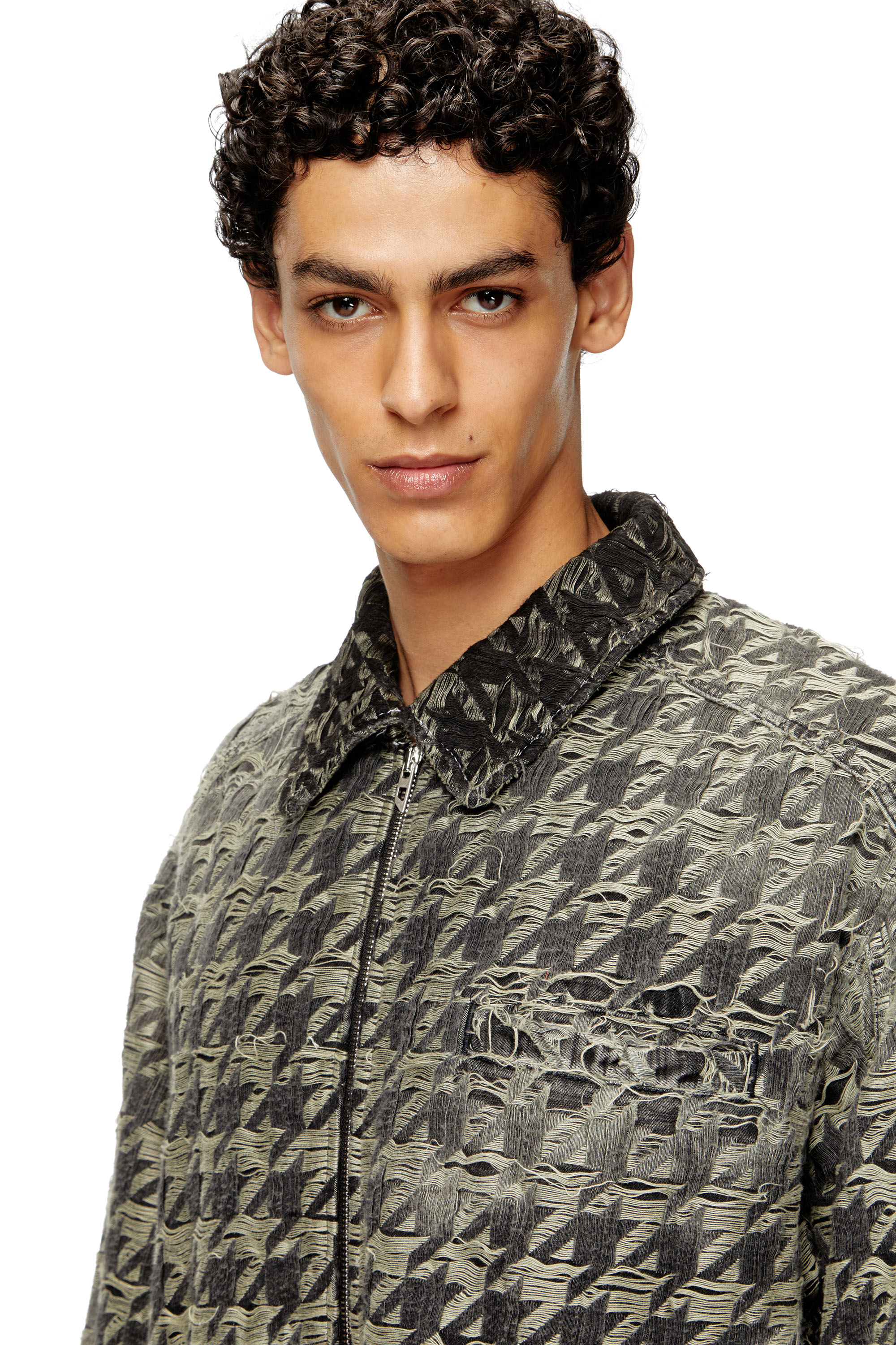 Diesel - D-ELMO-FSH, Man's Jacket in houndstooth-weave denim in Black/White - 5