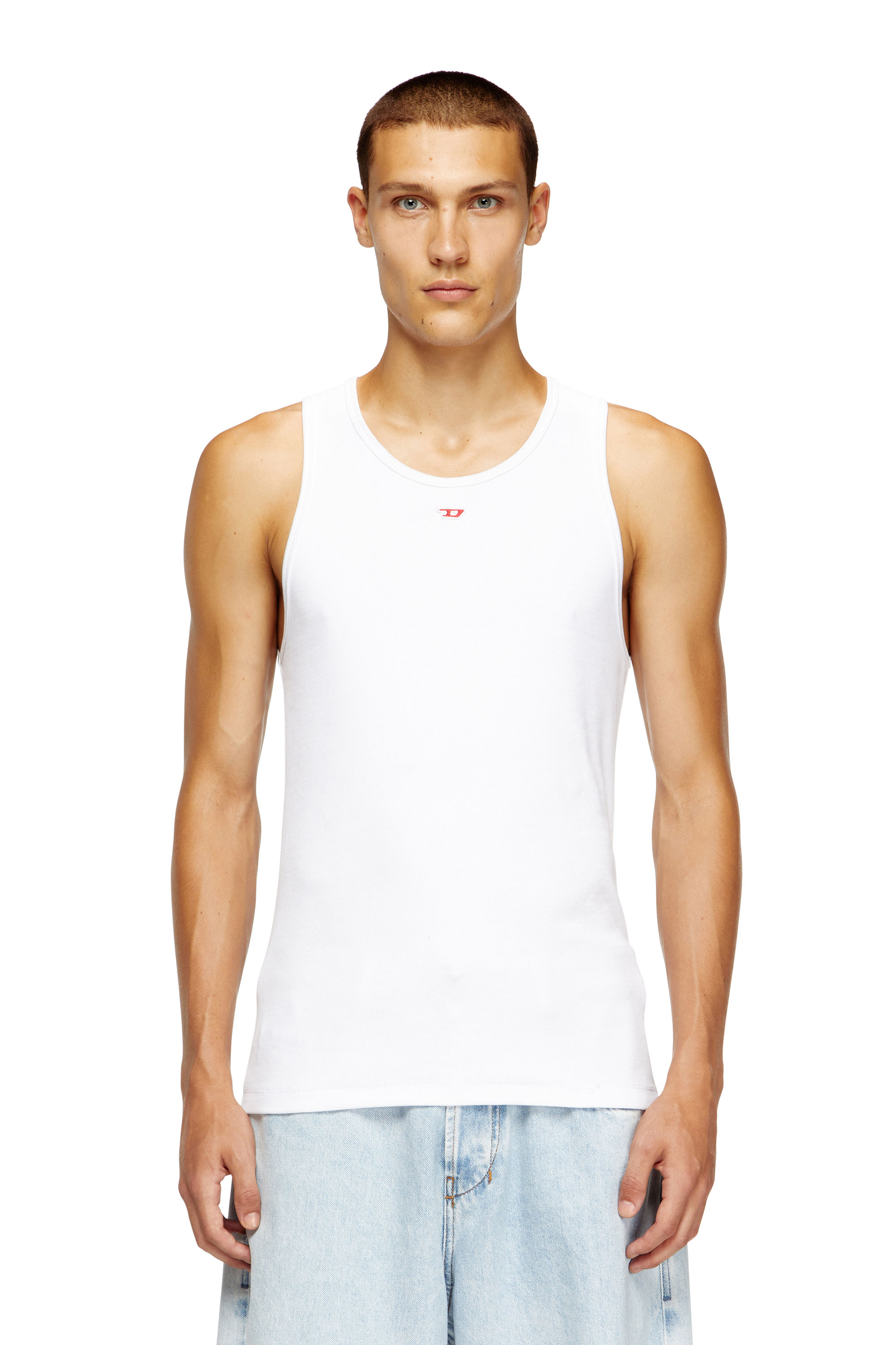 Diesel - T-LIFTY-D, Man's Tank top with mini D logo patch in White - 3