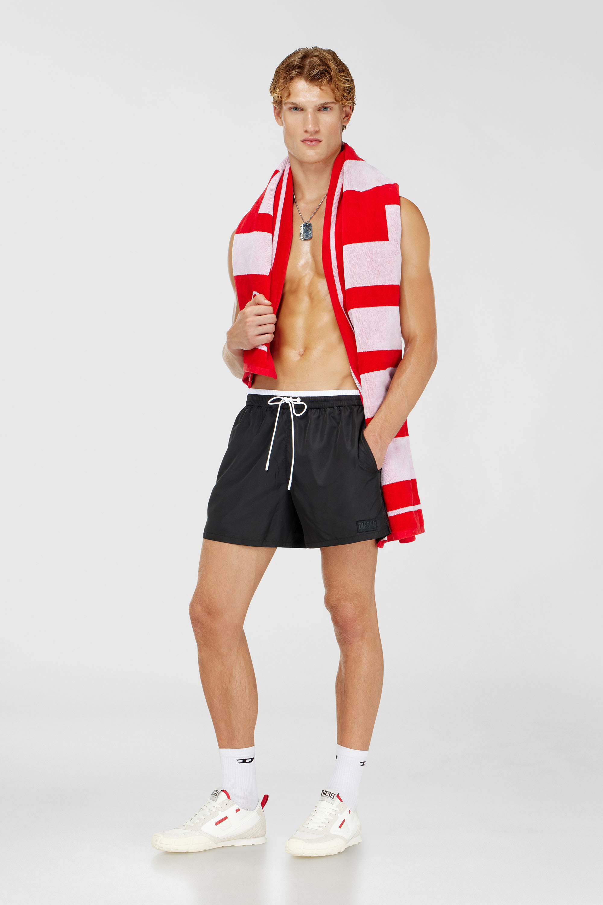 Diesel - JOEL-37-D-CORE, Man's Swim shorts with contrast waist trim in Black - 1