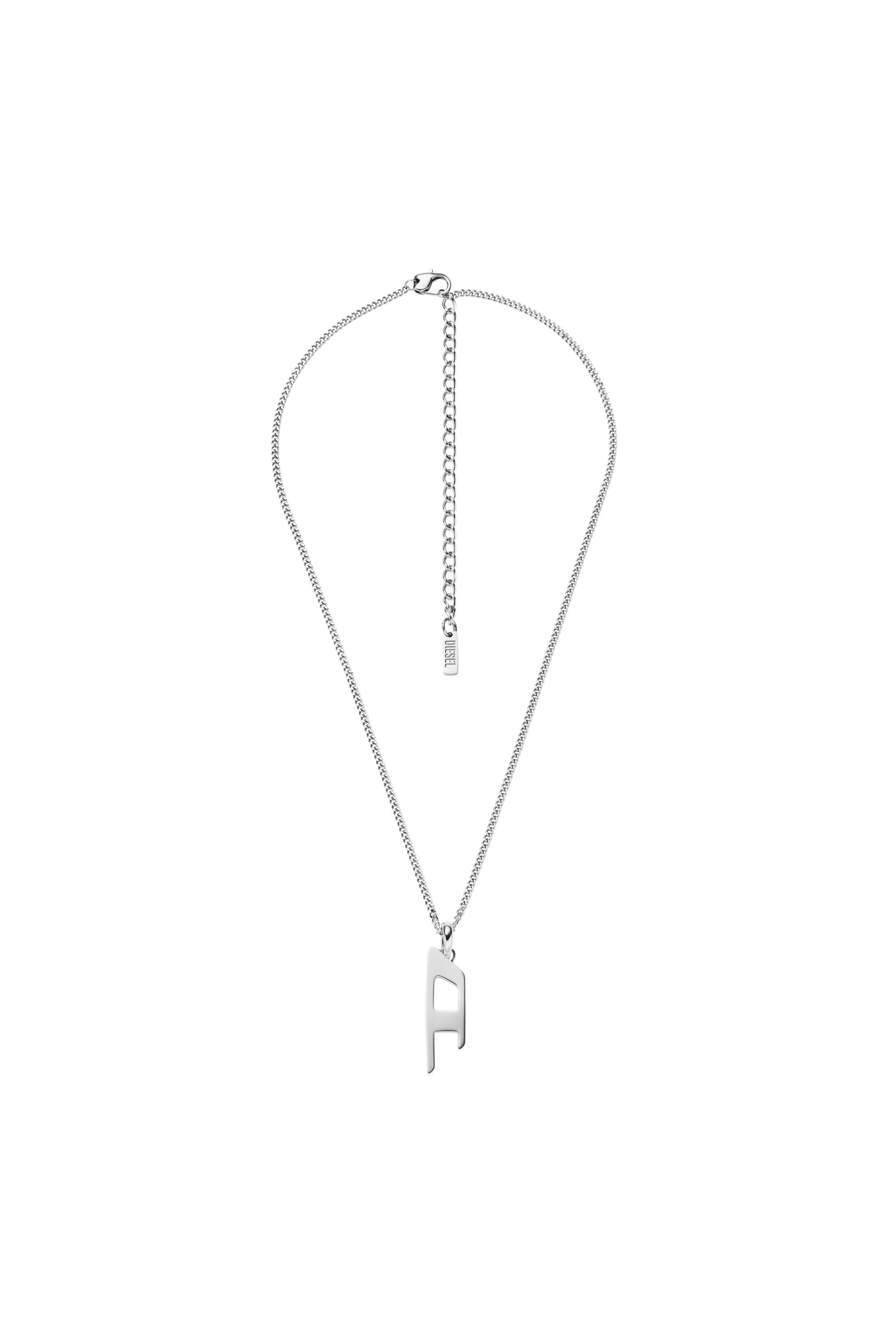 Diesel - DX1625040 JEWELLERY, Unisex's Stainless steel d logo pendant necklace in Silver - 1