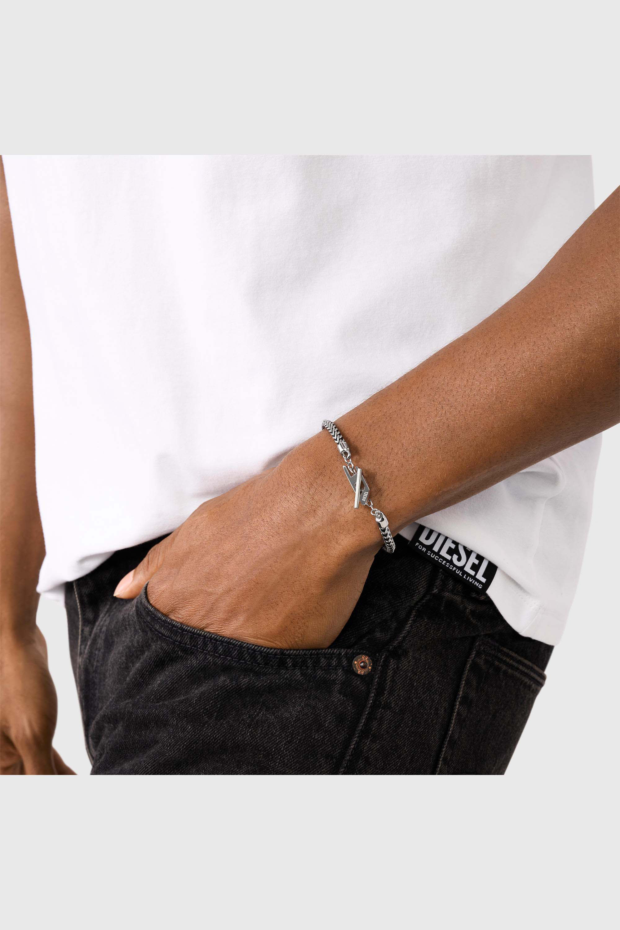 Diesel - DX1551040 JEWEL, Unisex's Stainless Steel Chain Bracelet in Silver/Black - 4