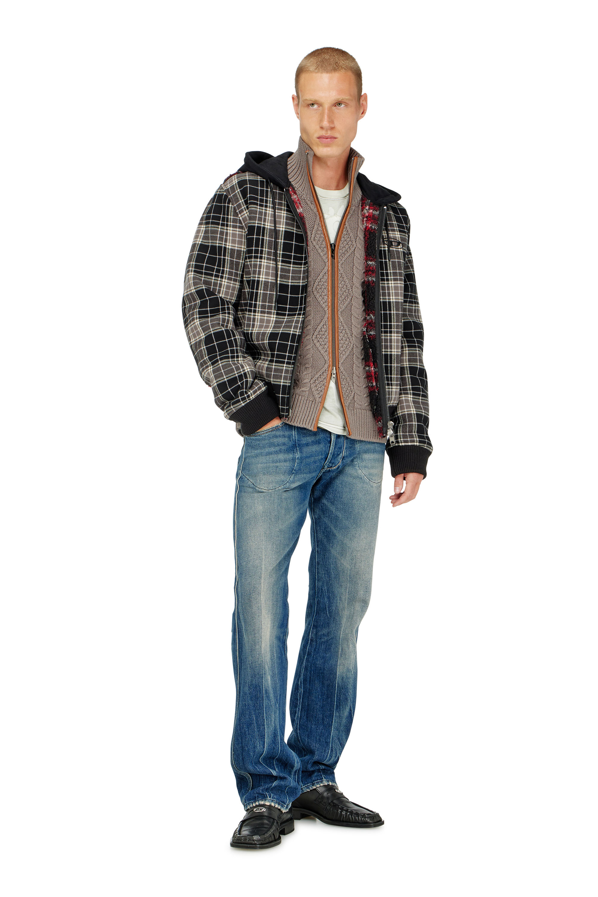 Diesel - K-INOKI, Man's Zip cardigan in cable knit in Grey - 2