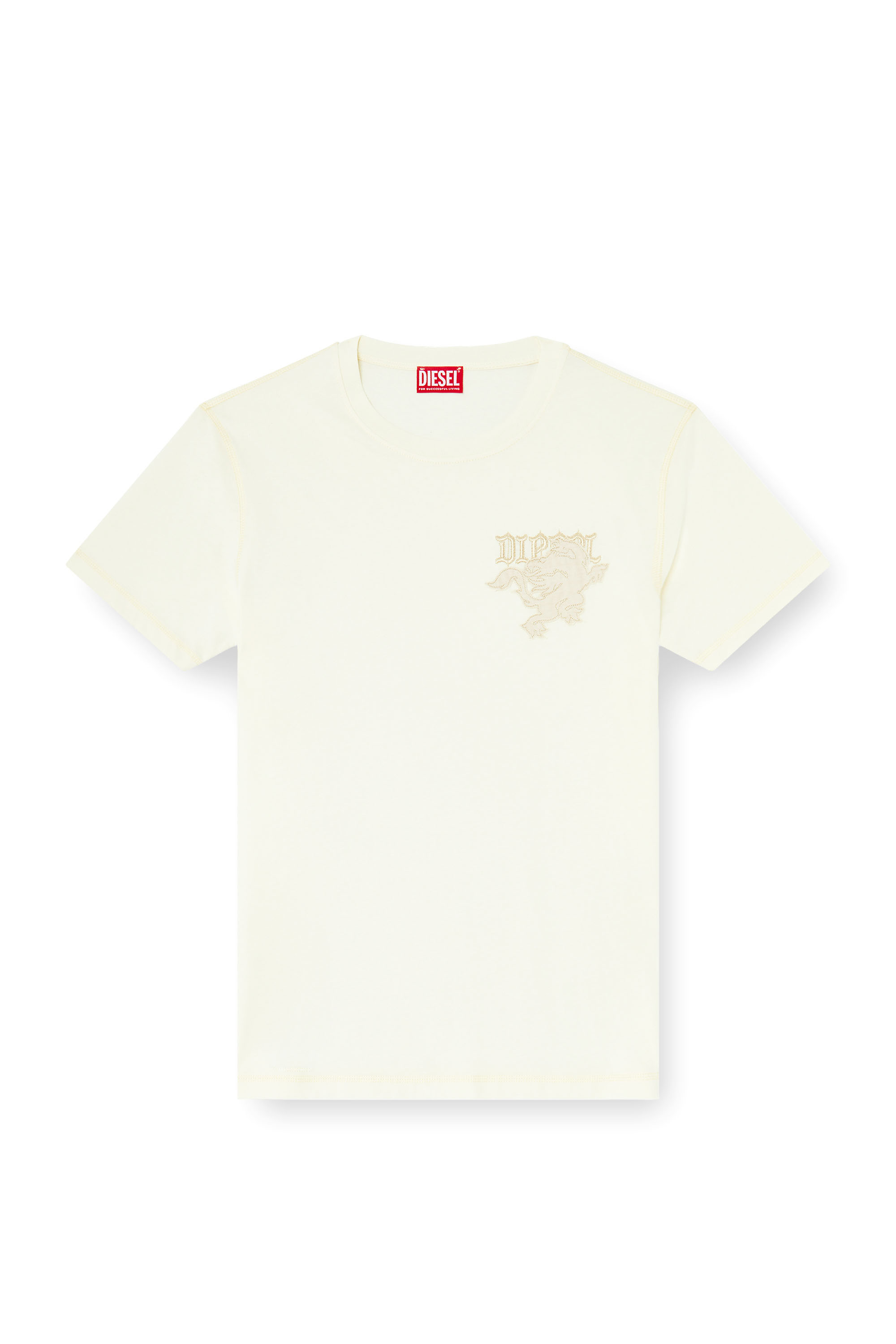 Diesel - T-ADJUST-NOTCH, Man's Regular T-shirt with embroidered patch in White - 3