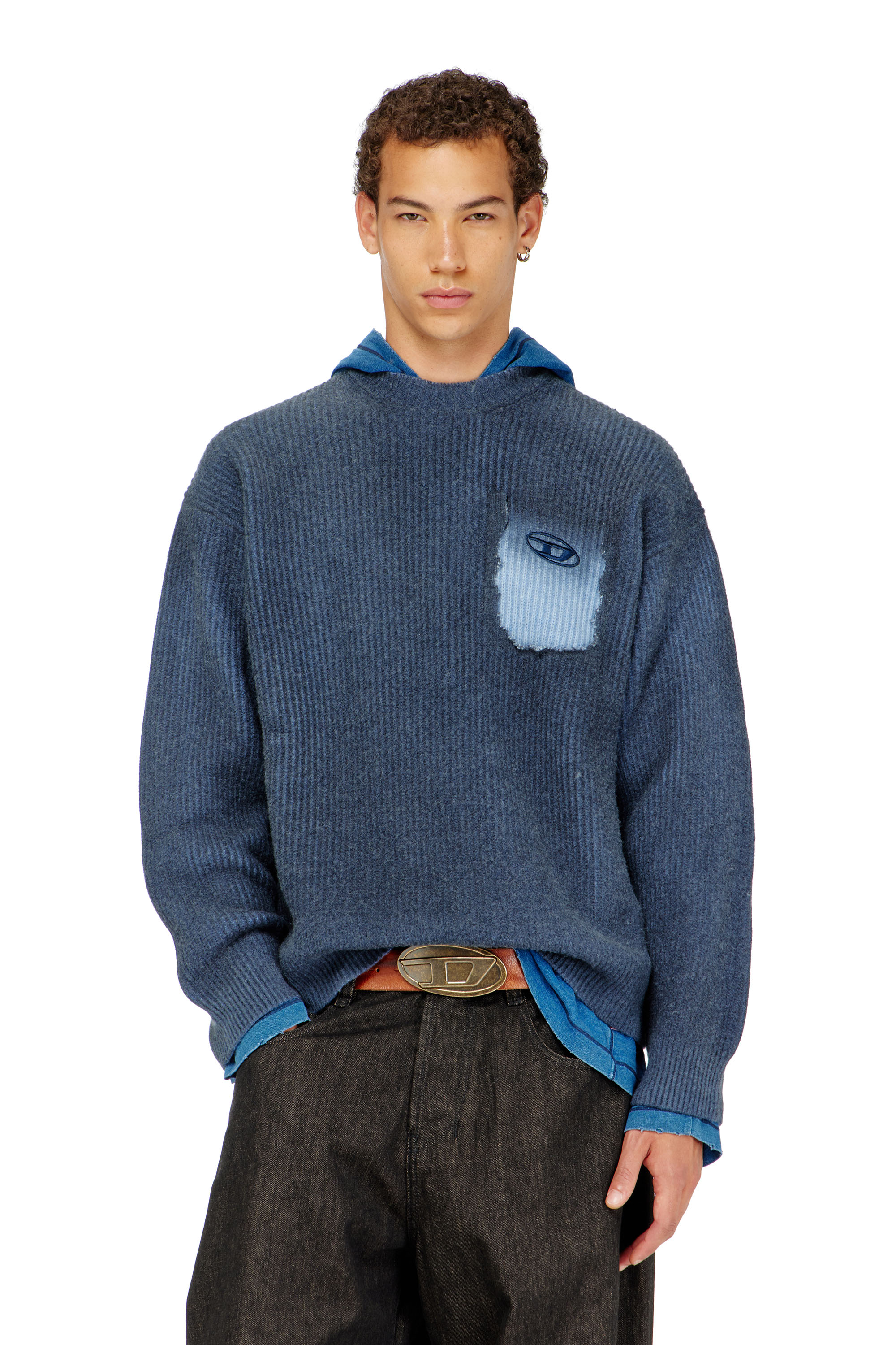 Diesel - K-PICKLER, Man's Wool-blend jumper with mock pocket in null - 1