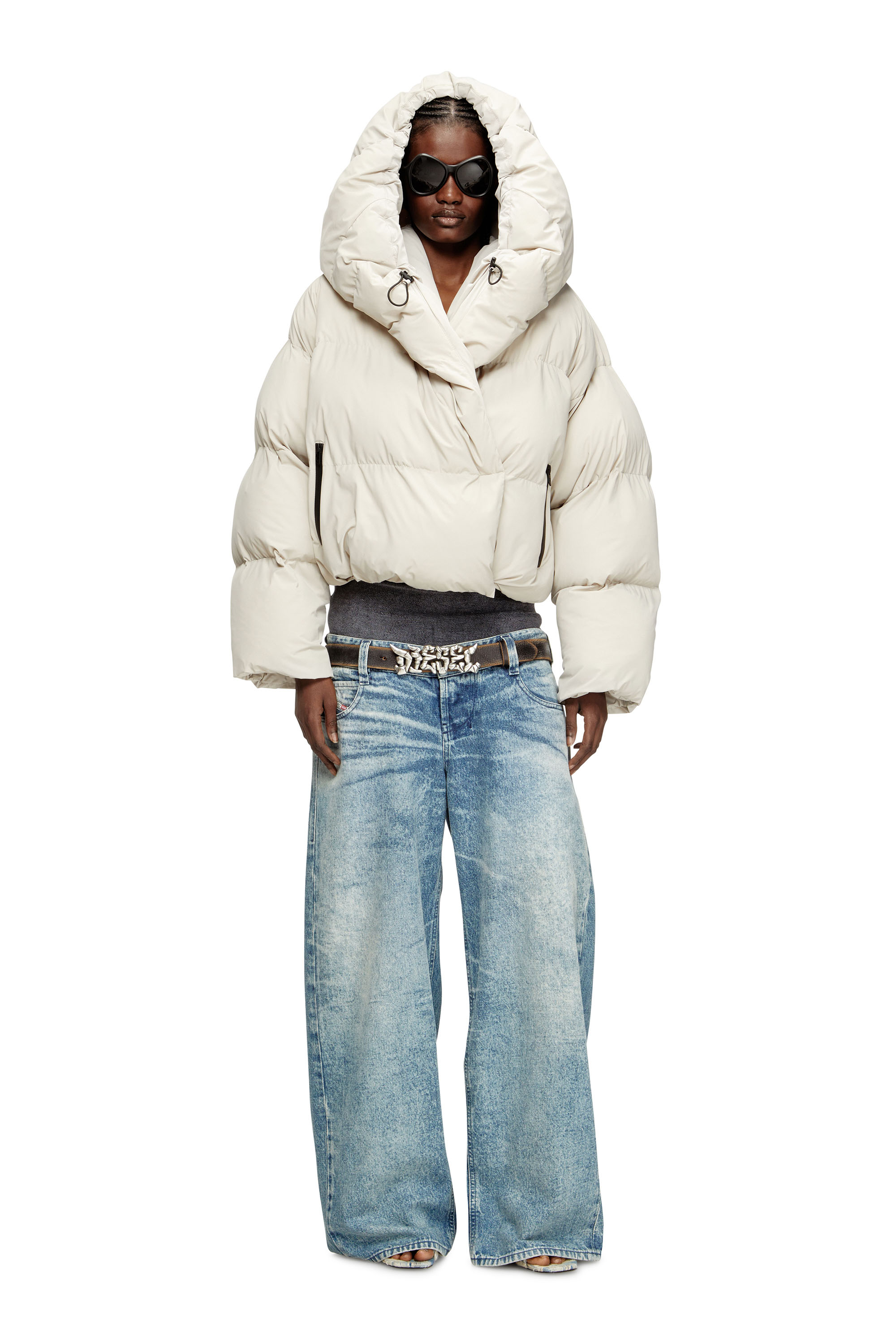 Diesel - W-ILEY-T1, Woman's Wrap puffer in bi-stretch nylon in Beige - 1