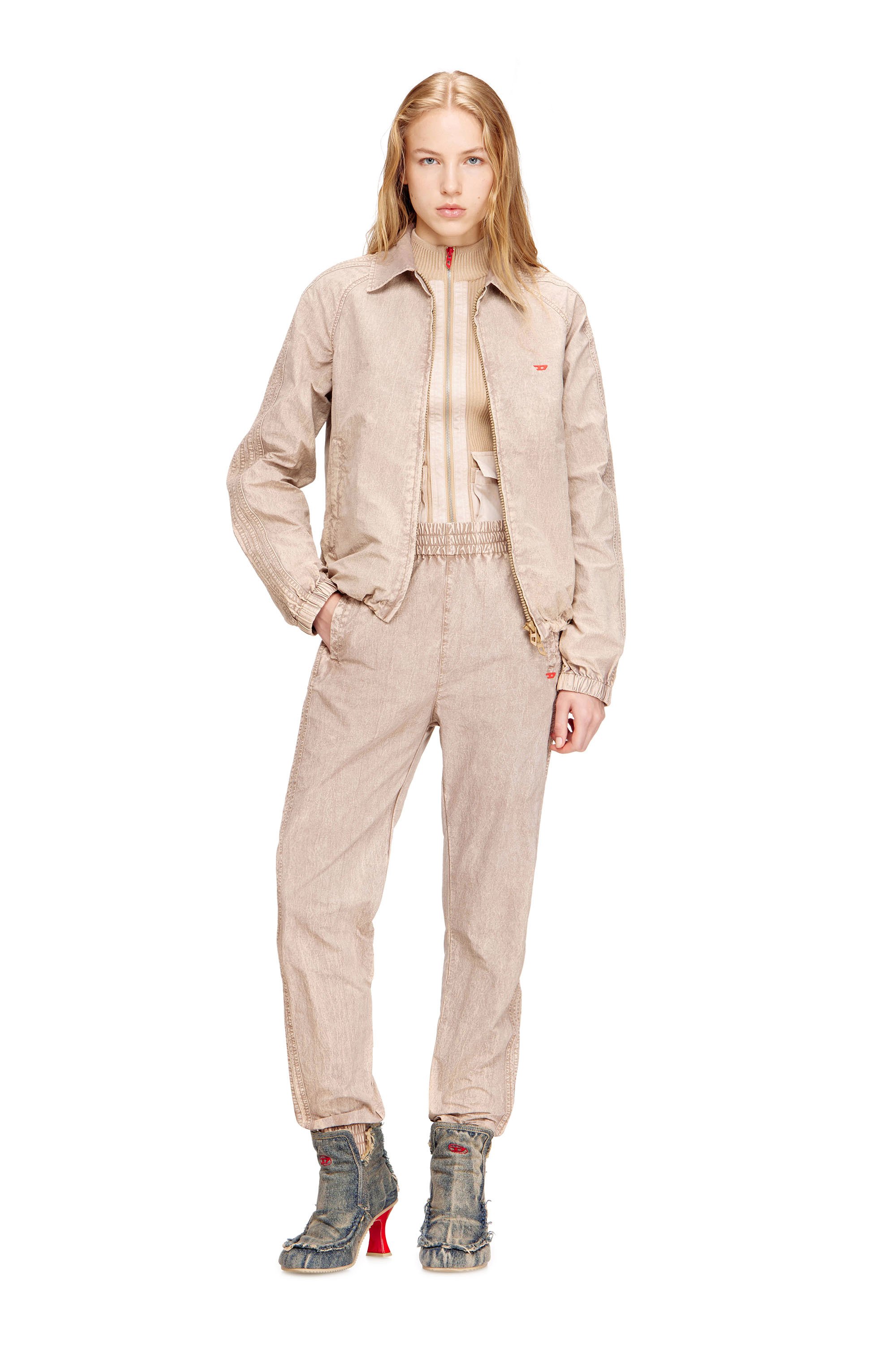 Diesel - J-FENIC-AG, Unisex's Taslan jacket with striped sleeves in Beige - 2