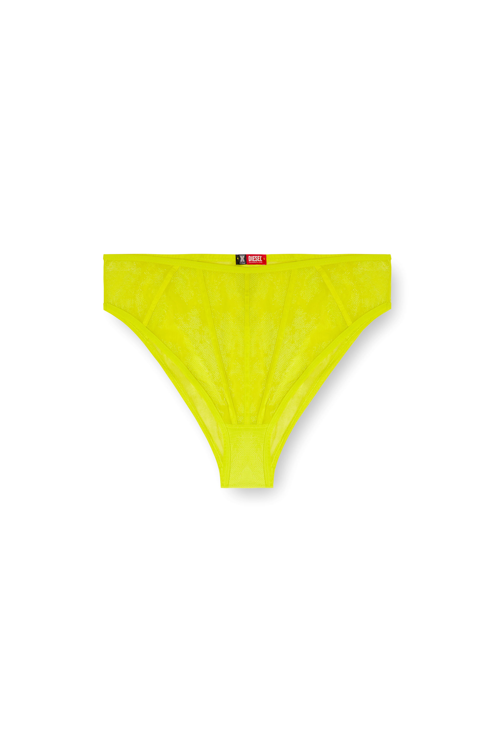 Diesel - C-MESH-HIGH-WAIST-BRIEF, Woman's High-waist briefs in flocked mesh in Green Fluo - 5