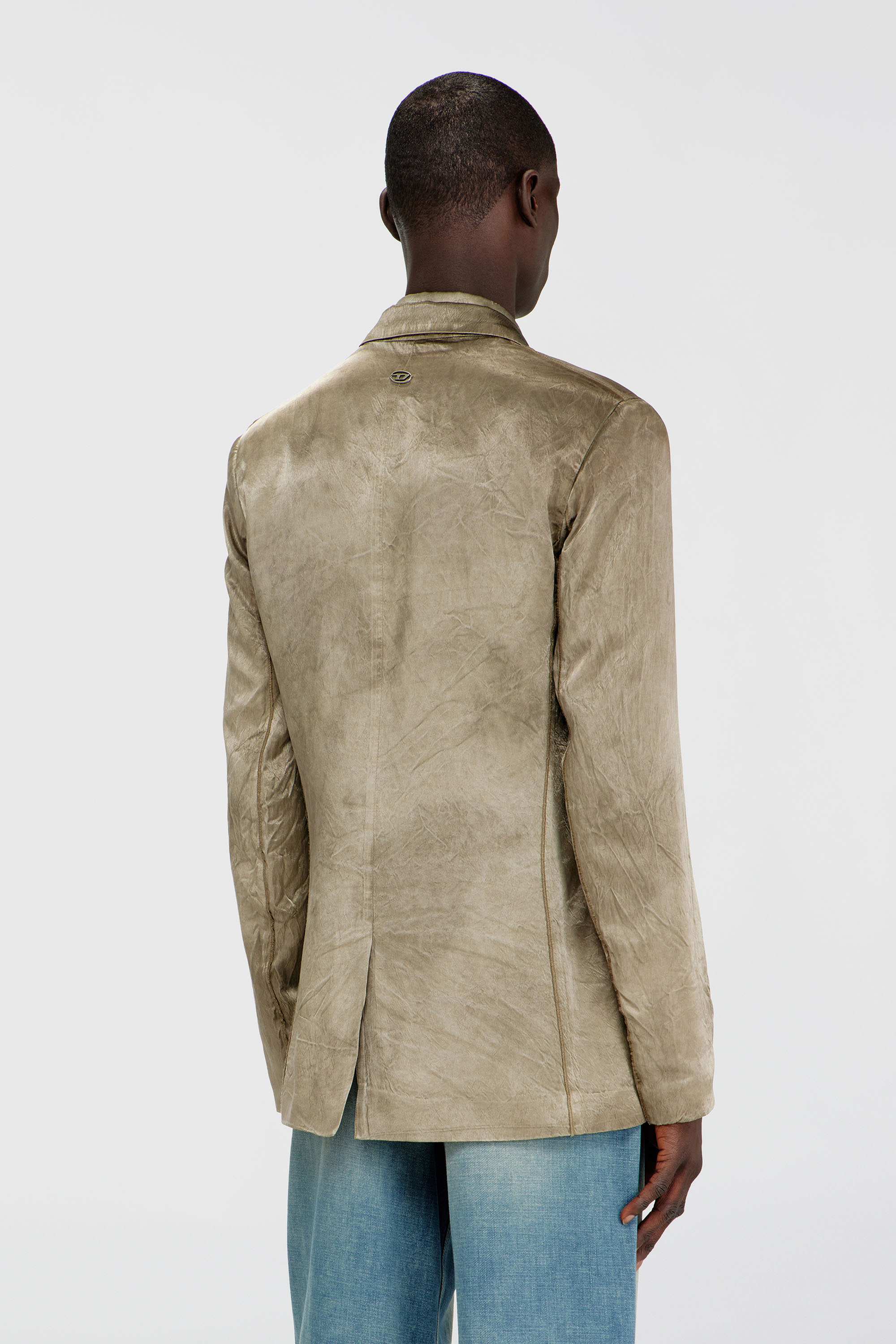 Diesel - J-ANDRE, Man's Blazer in wrinkled satin in Light Brown - 4