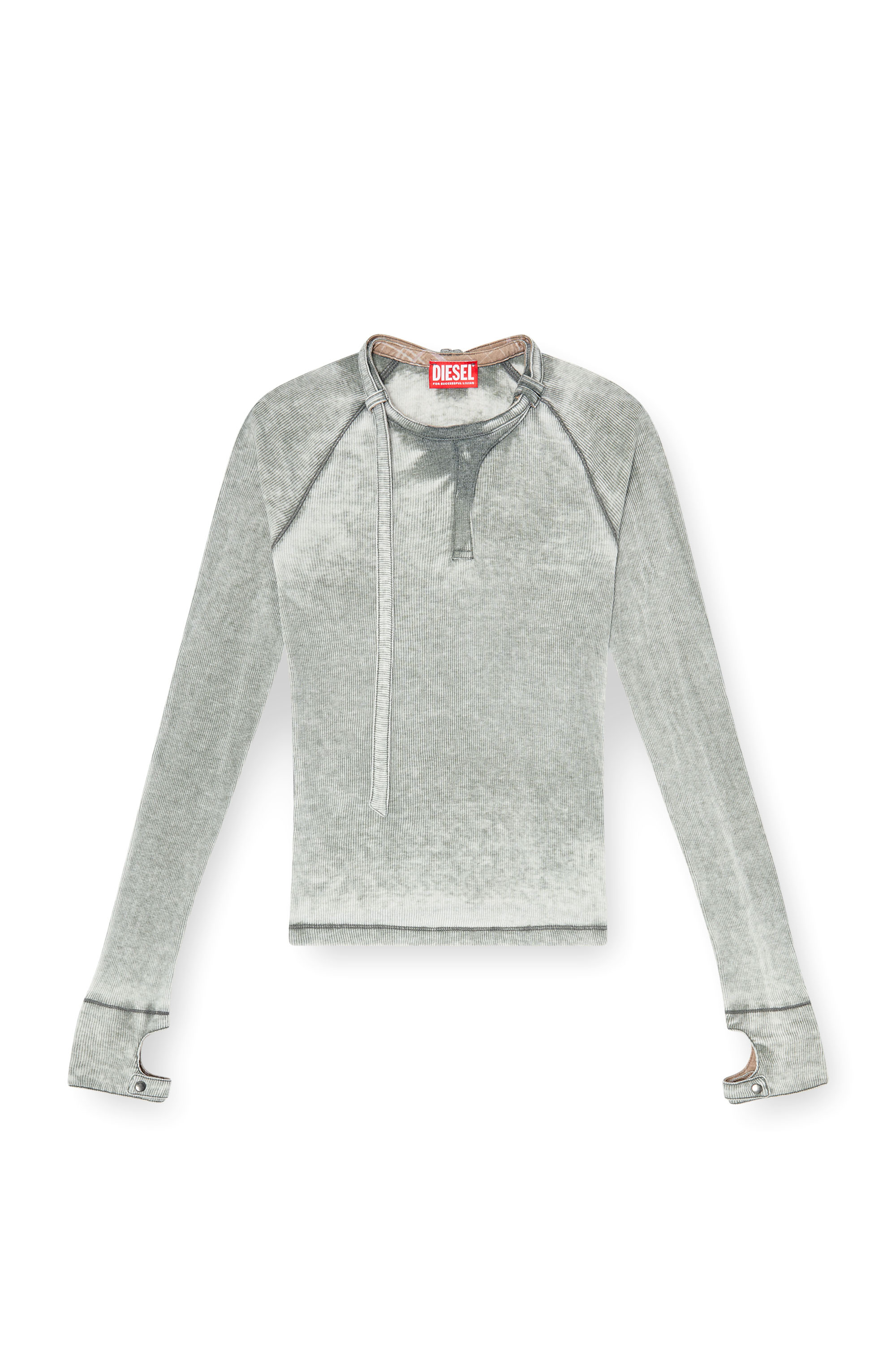 Diesel - T-ECLA, Woman's Rib-jersey top with biker neck strap in null - 2