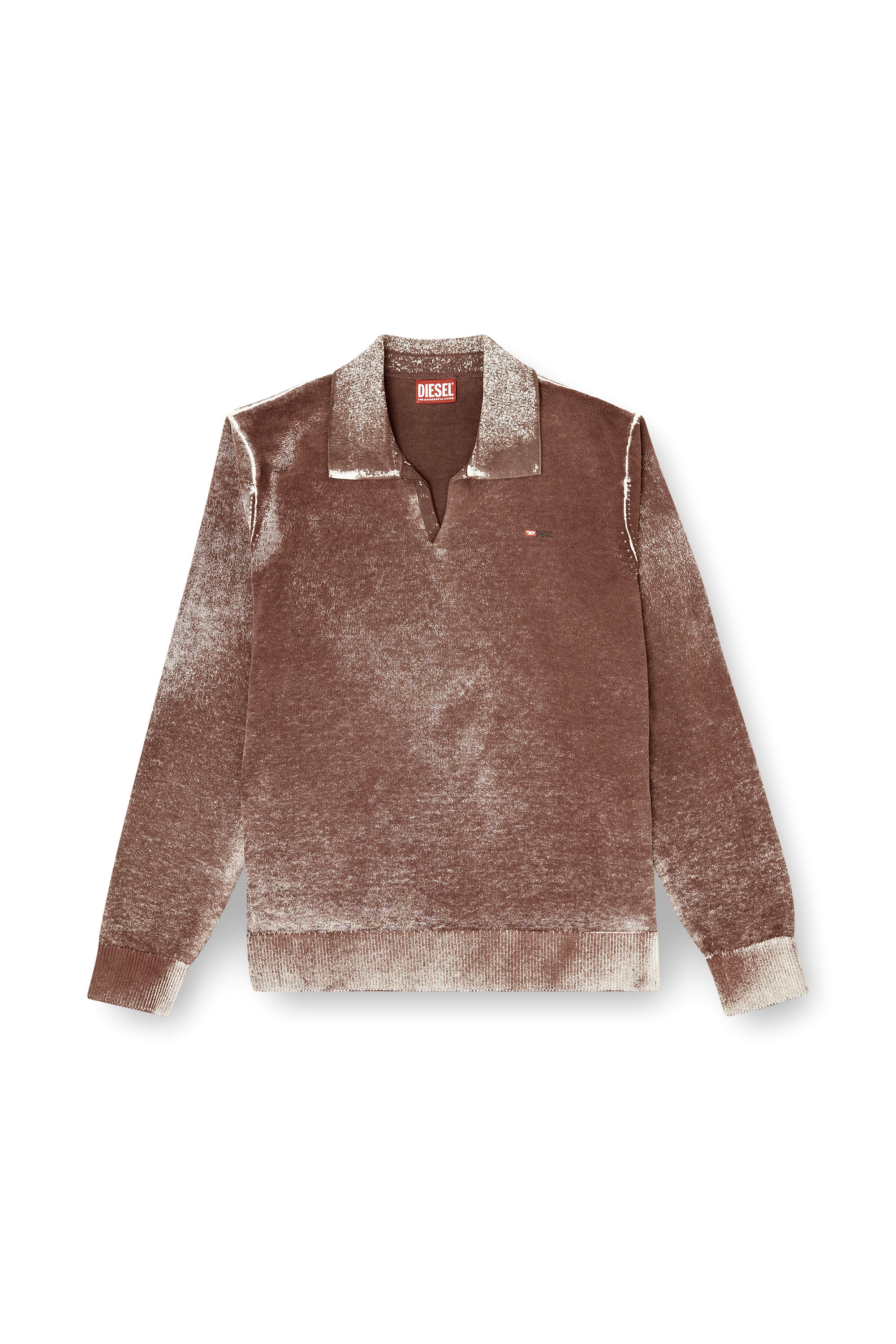 Diesel - K-LAWRENCE, Man's Polo jumper with faded reverse print in Brown/Grey - 2