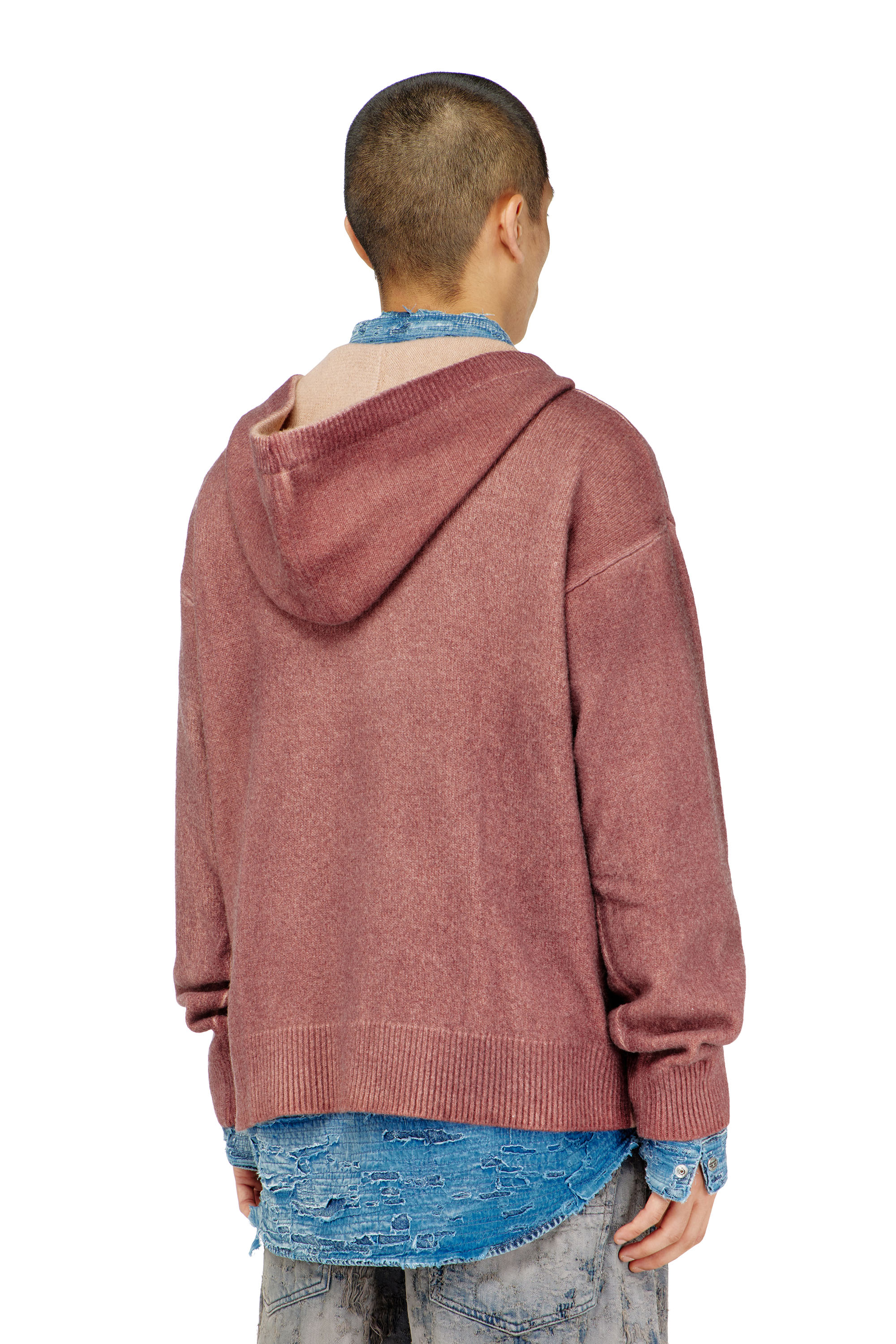 Diesel - K-PICKLED, Man's Double-dyed hoodie in wool-blend knit in null - 4