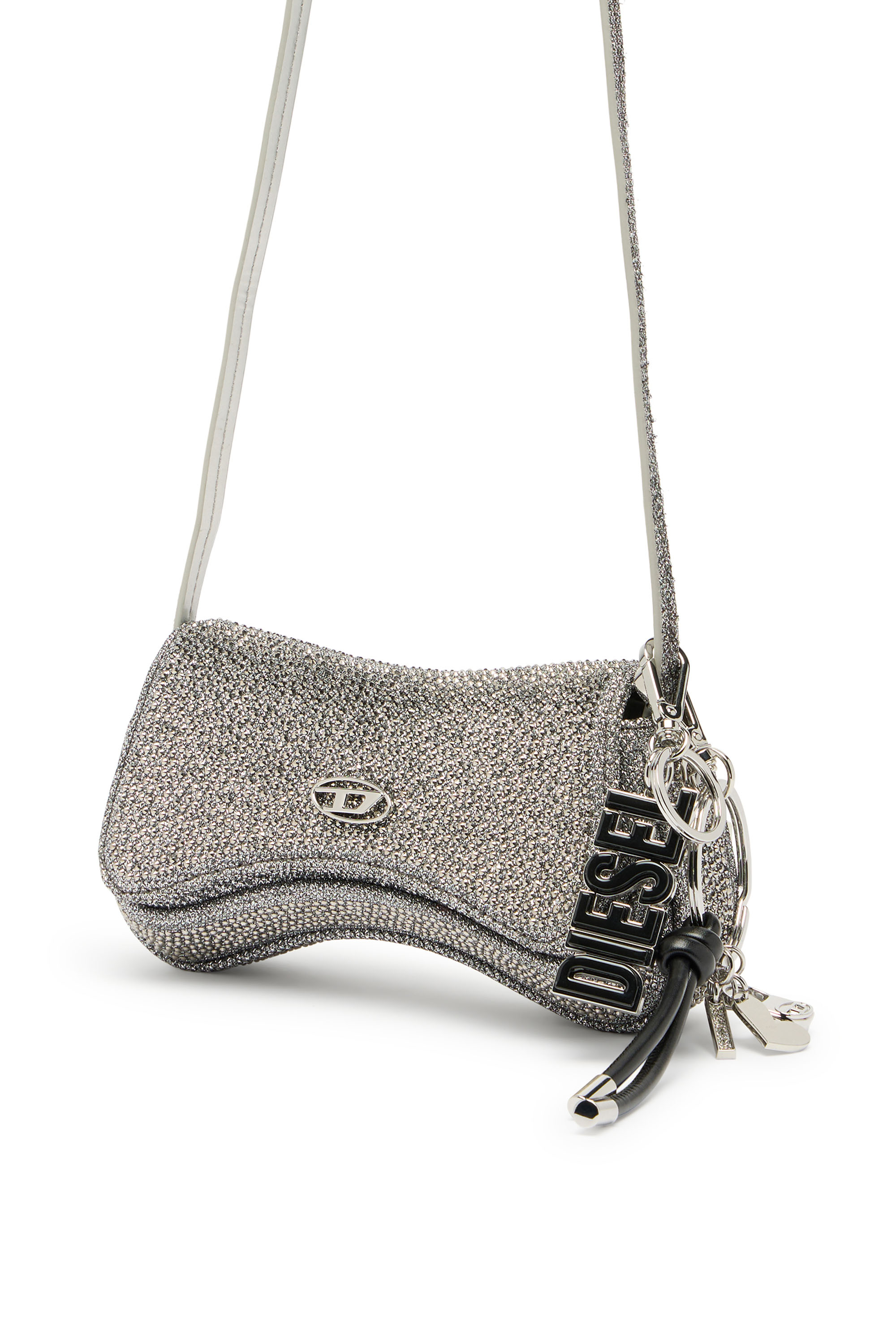 Diesel - PLAY CROSSBODY XS, Woman's Play-Mini crossbody bag in crystal Lurex in Silver - 2
