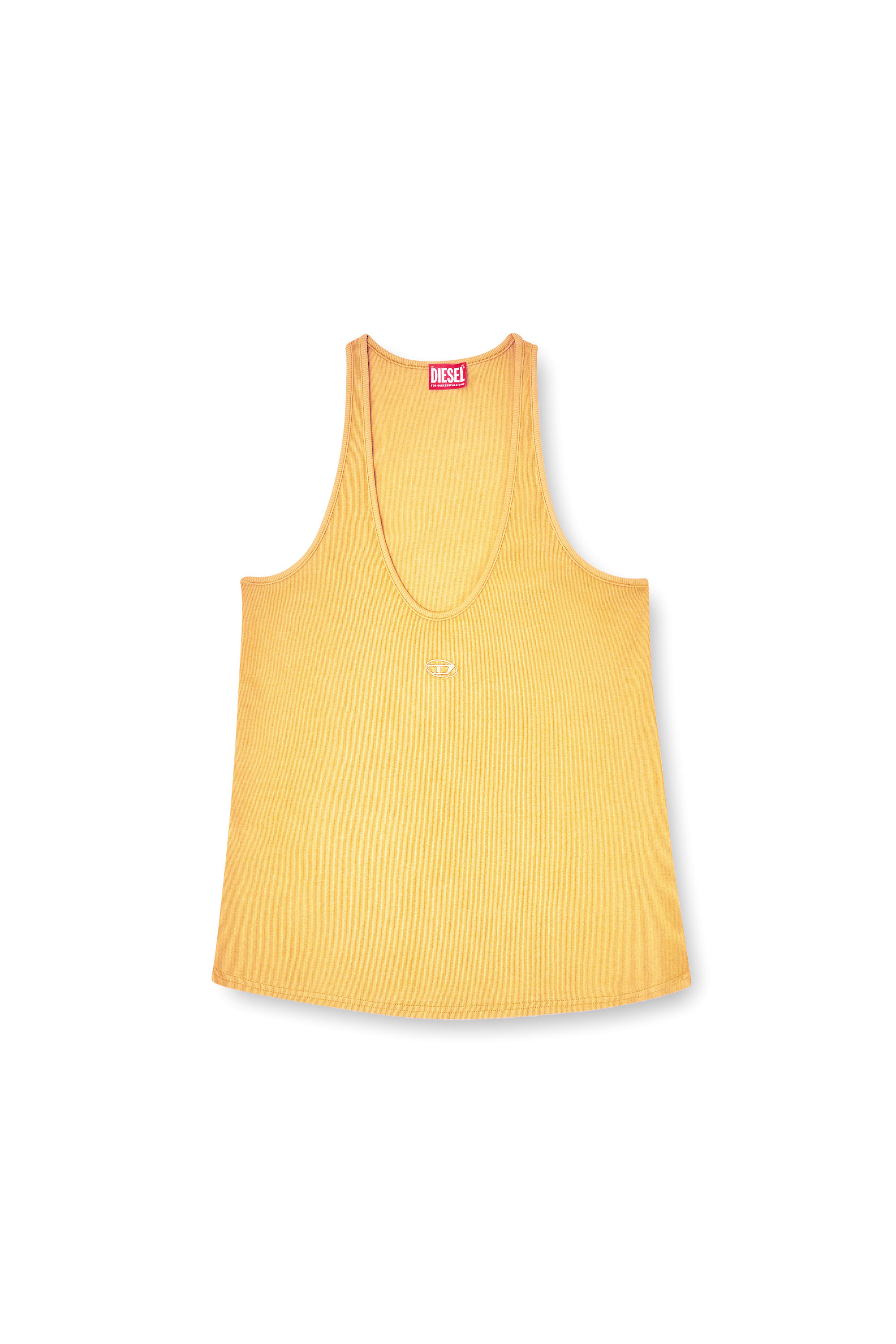 Diesel - T-IPSYA-LKDS, Woman's Ribbed tank with Oval D in Orange - 3