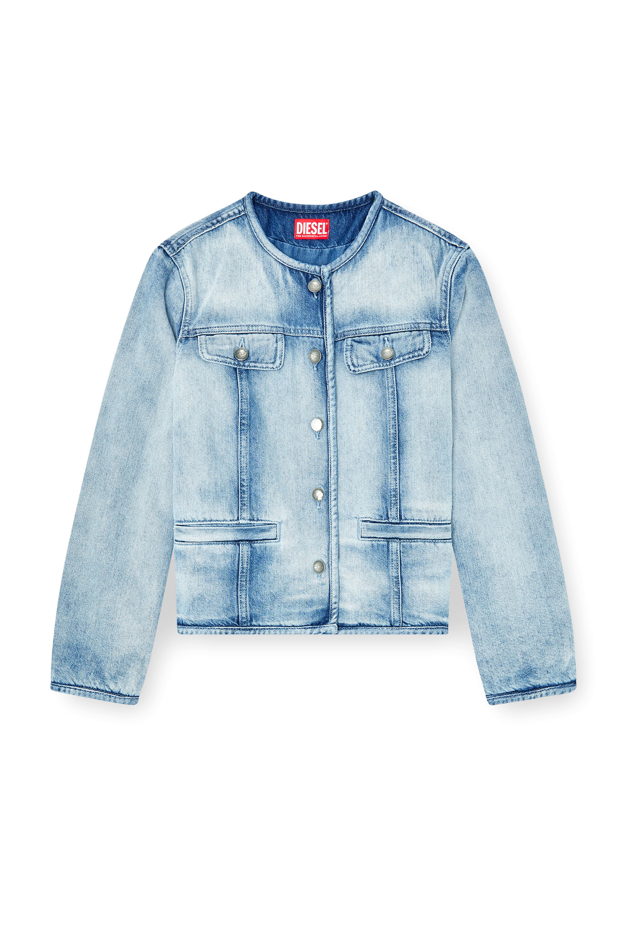 Diesel - DE-GRAFY-FSI1, Woman's Jacket in medium-light skeleton denim in Light Blue - 3