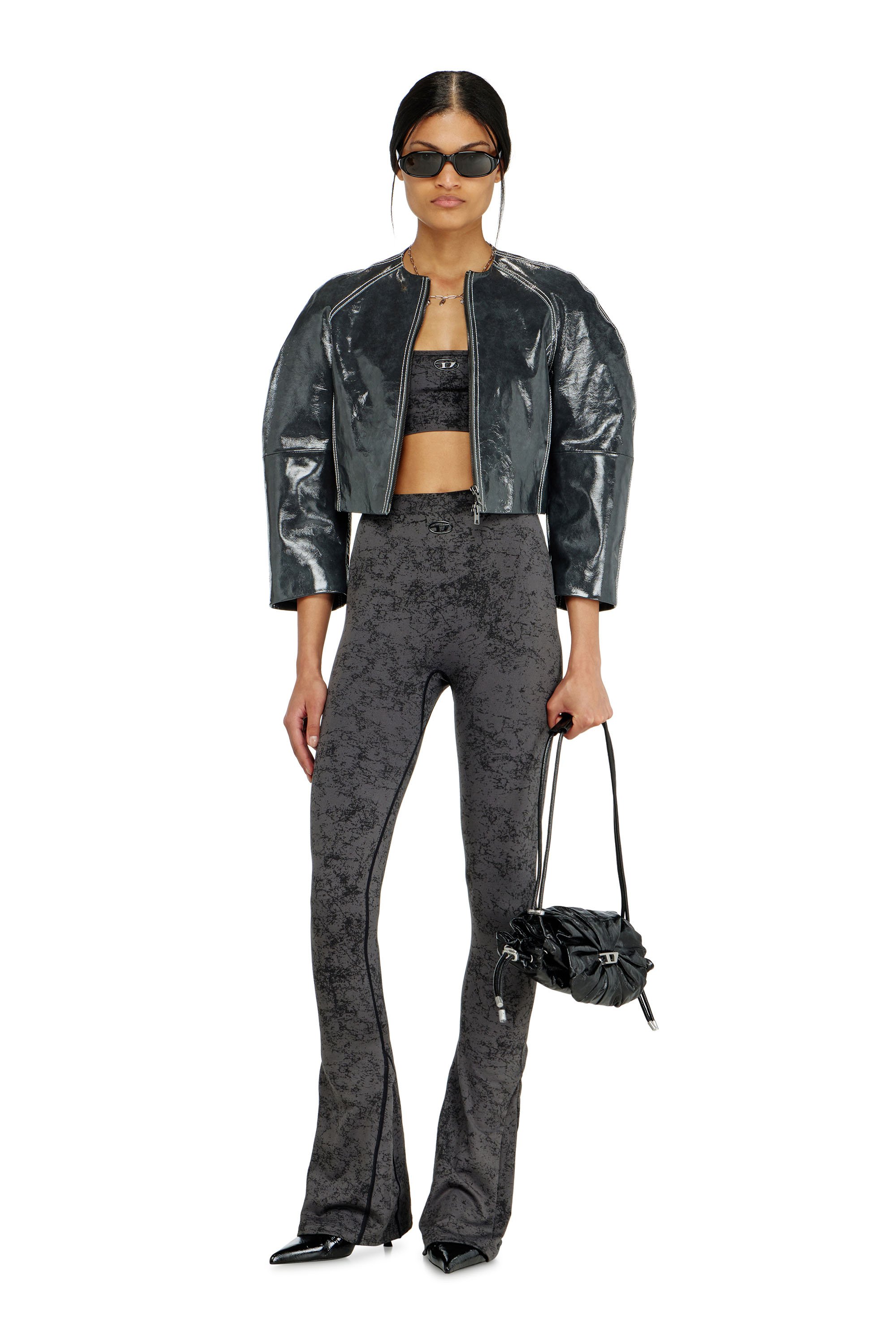 Diesel - HELLA-UTLT, Woman's Sports bra with utilitarian print in Dark grey - 4