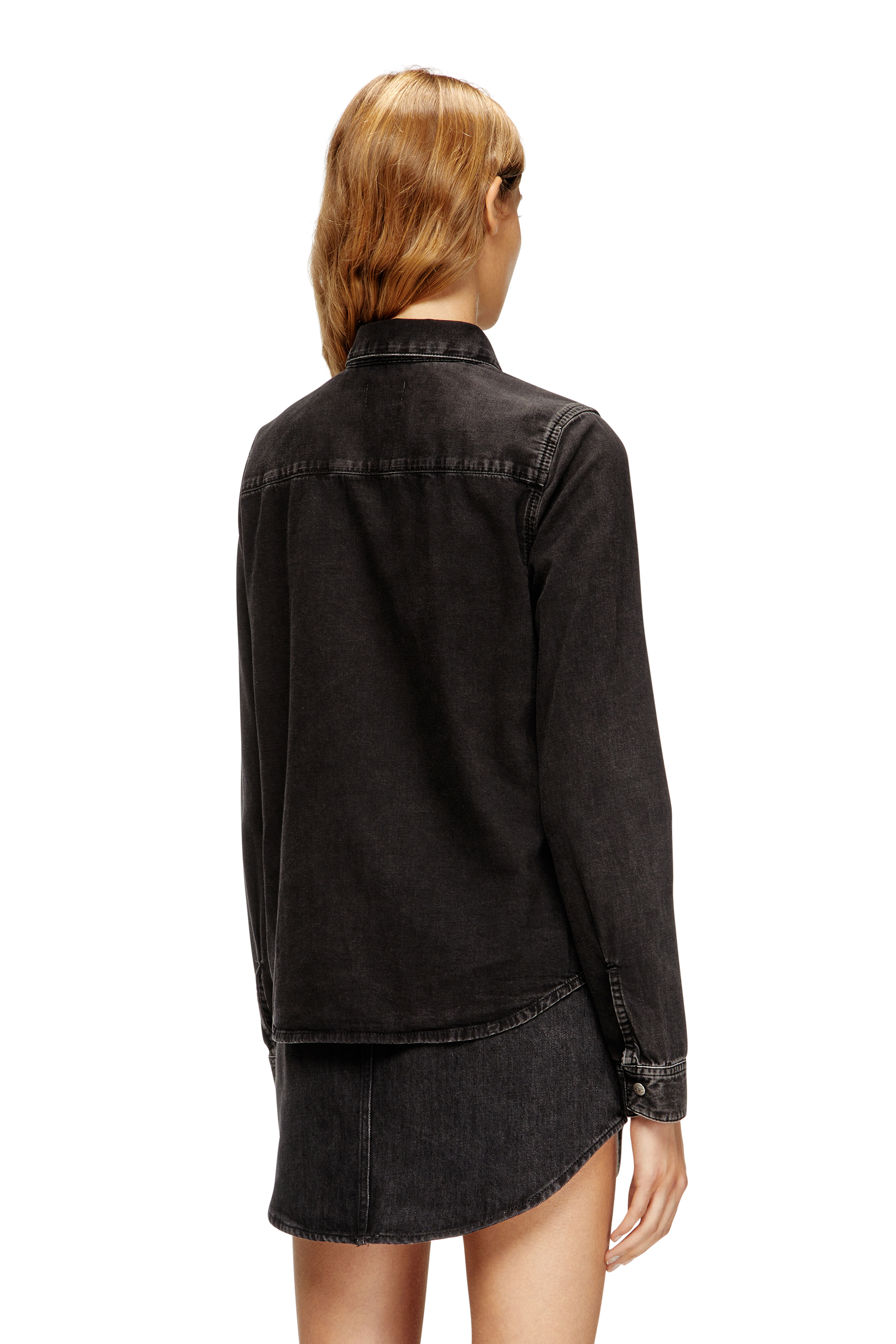 Diesel - DE-EAZY, Woman's Denim shirt with contrasting stitching in Black - 4