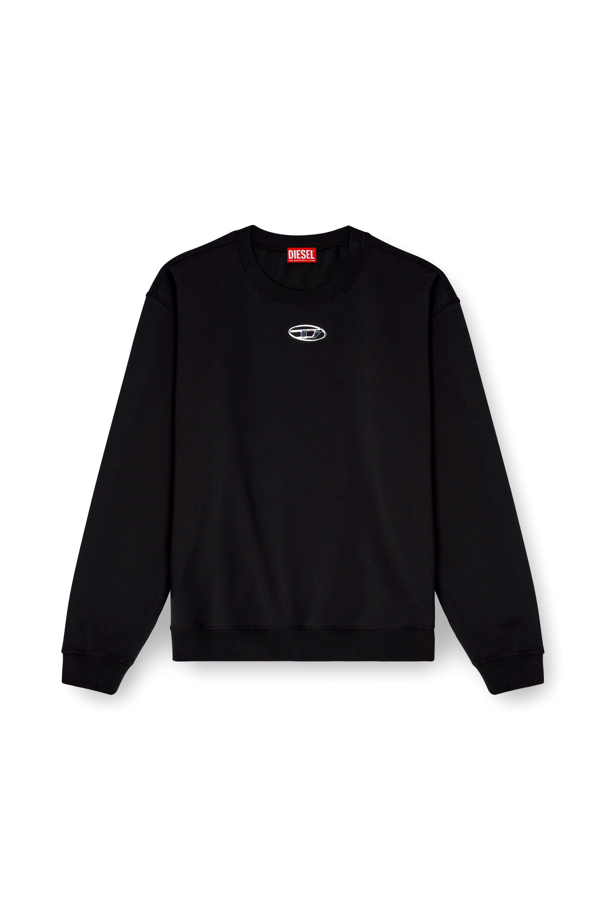 Diesel - S-NORM-IOD, Man's Regular sweater with metallic Oval D in Black - 3