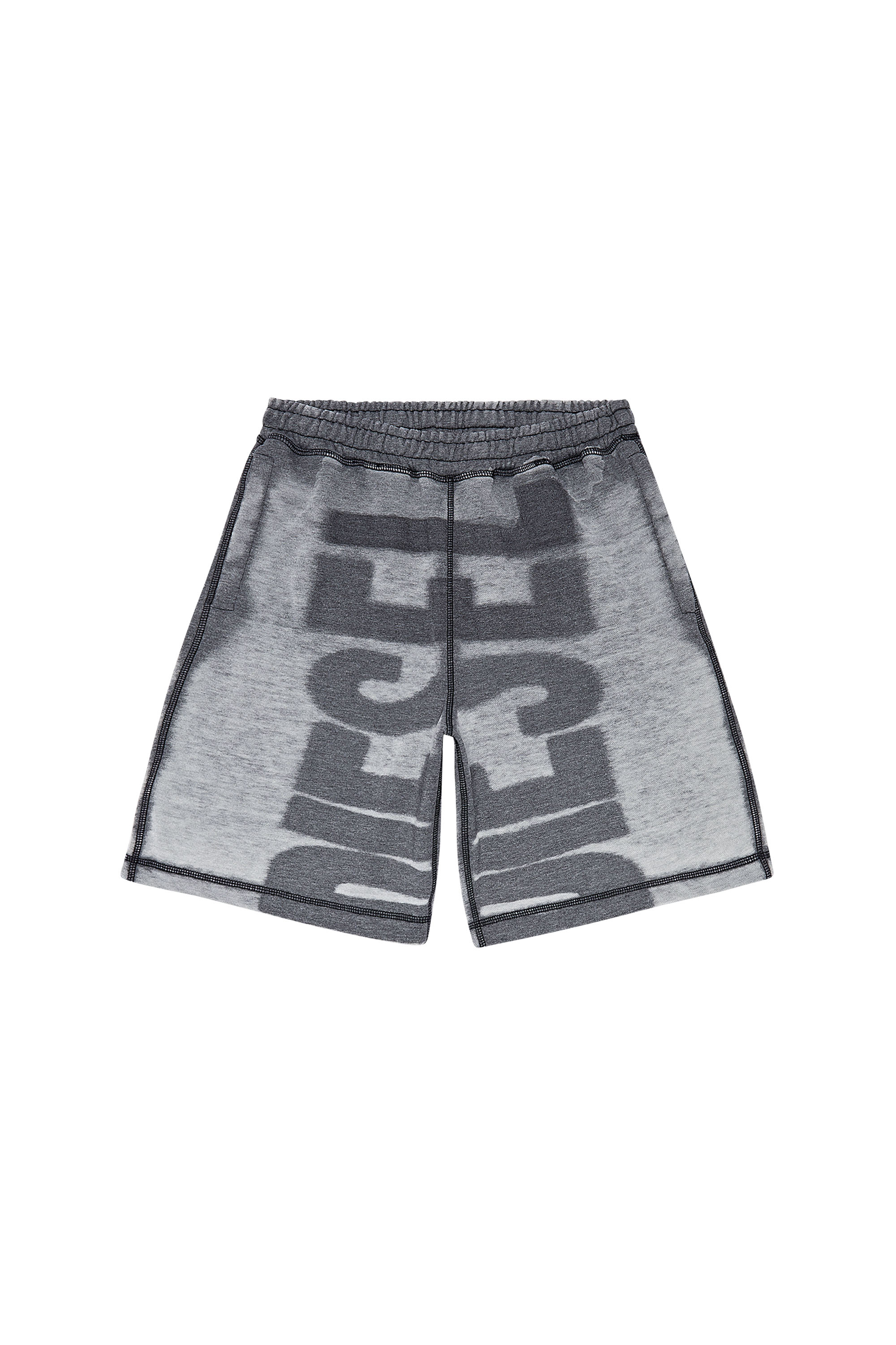 Diesel - P-ROWN, Man's Sweat shorts with burn-out logo in Black - 2