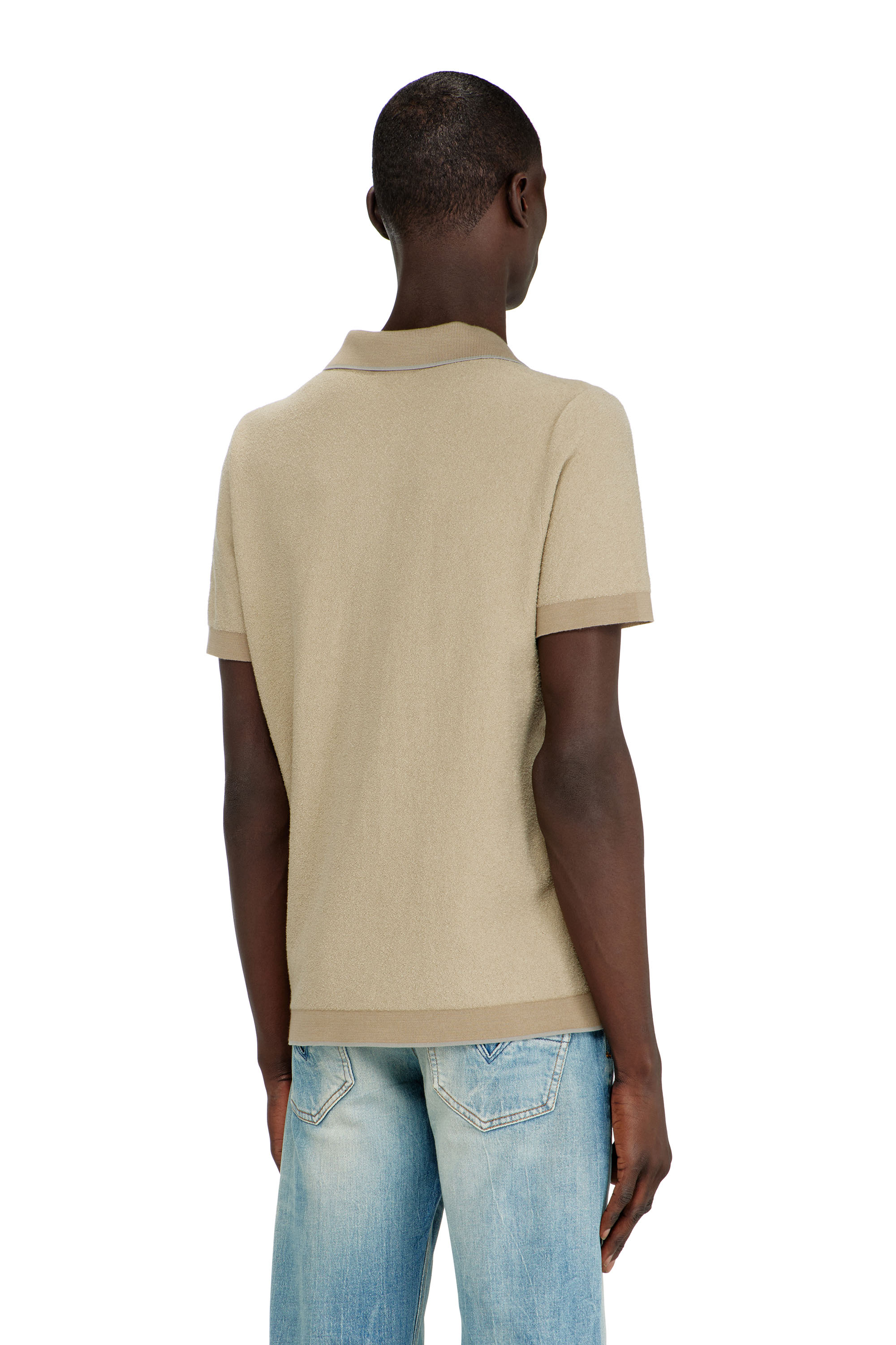 Diesel - K-RAILES, Man's Boucl&eacute;-knit polo shirt with Phoenix logo in Beige - 4