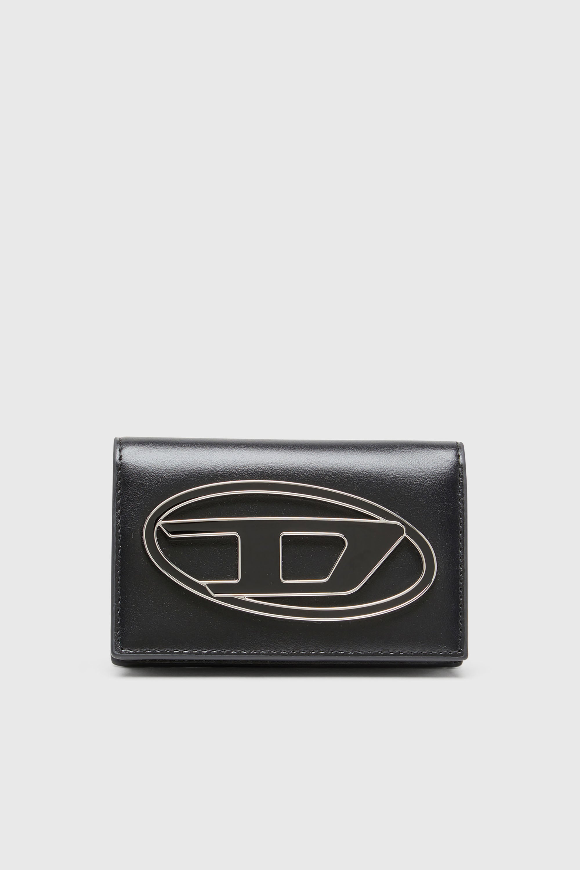 Diesel - 1DR CARD HOLDER IV, Woman's Leather card holder with enamelled Oval D in Black - 1