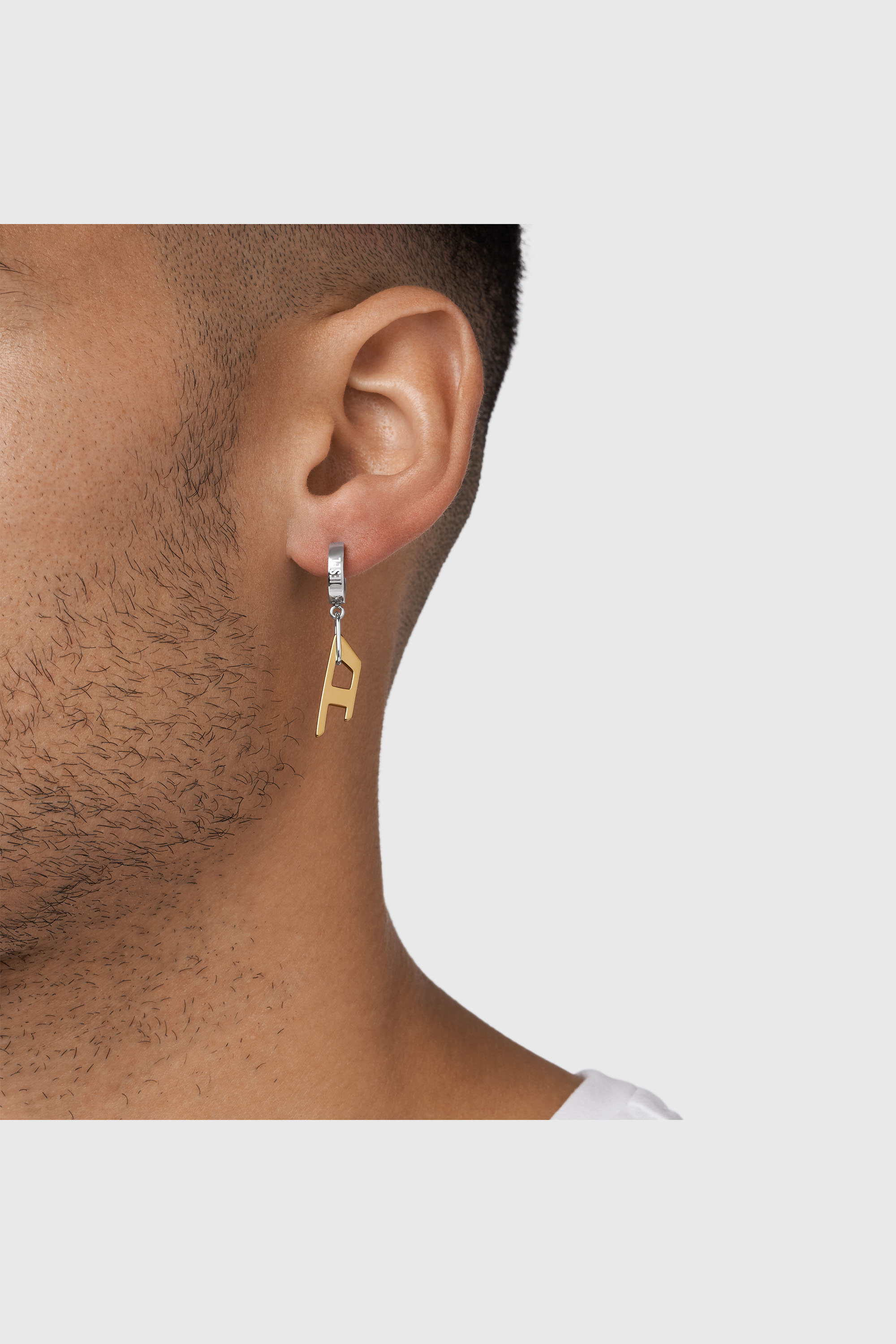 Diesel - DX1419, Unisex's Two-Tone Stainless Steel single hoop earring in Gold - 3