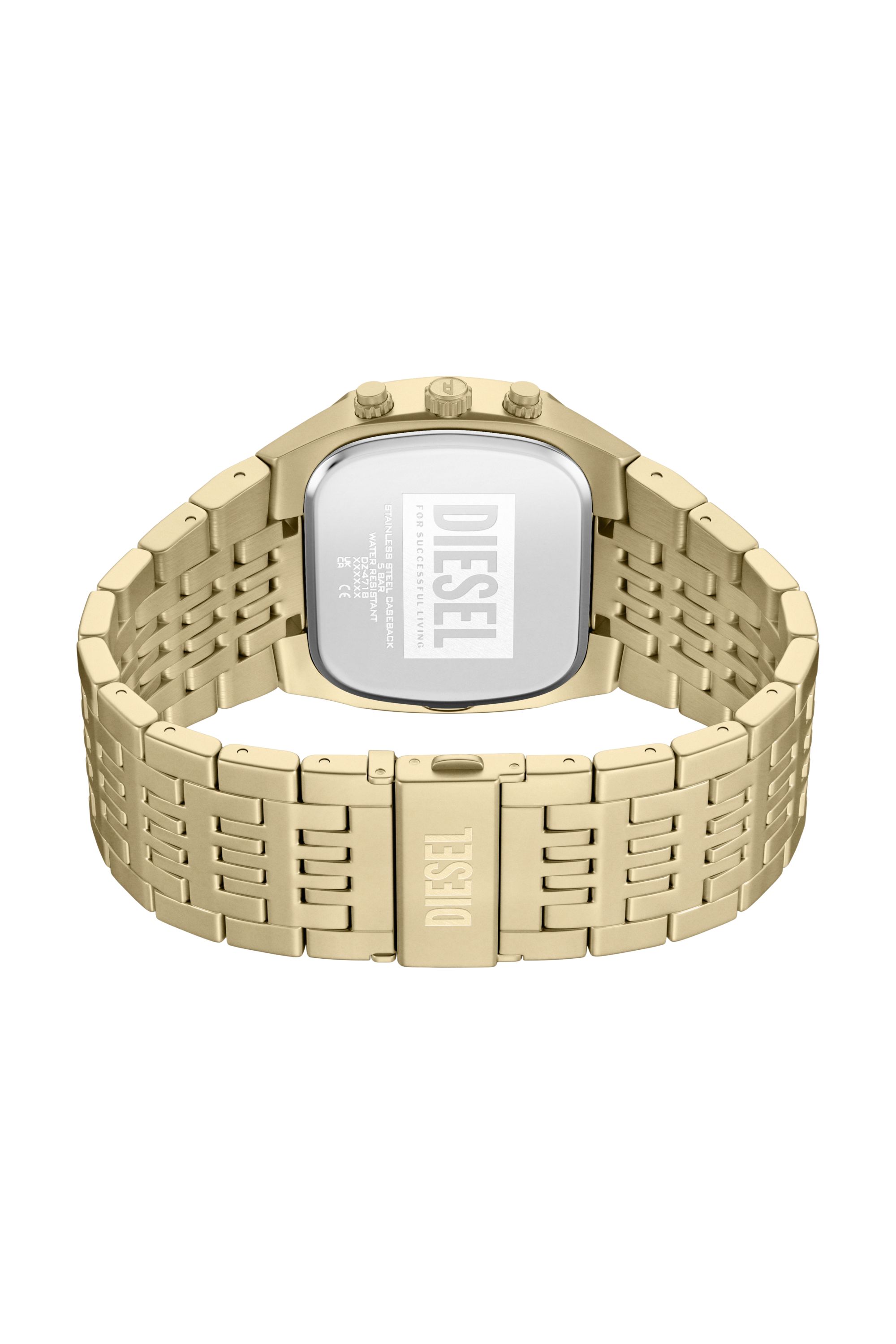 Diesel - DZ4718 WATCH, Man's Spiked Cushion gold-tone stainless steel watch in Gold - 4