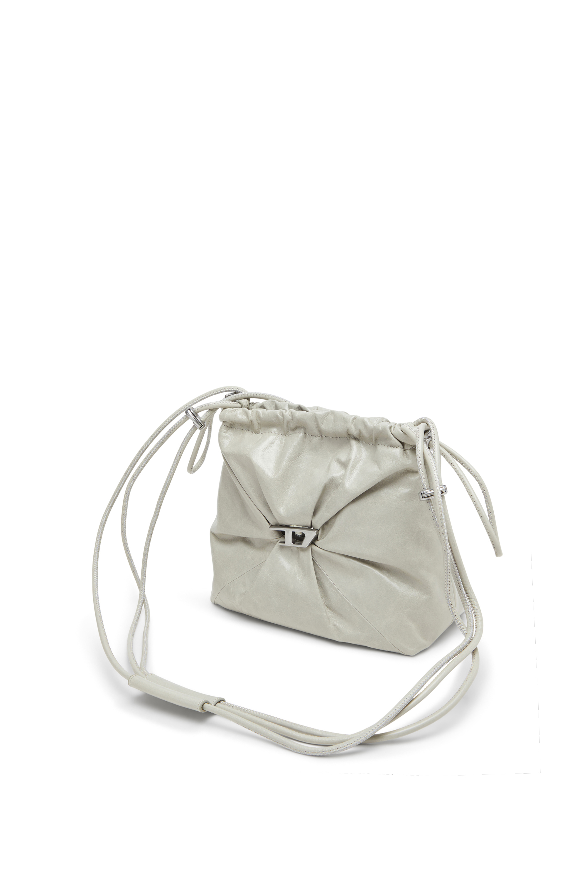 Diesel - SCRUNCH-D BUCKET, Woman's Scrunch-D-Bucket bag in shiny wrinkled leather in White - 1