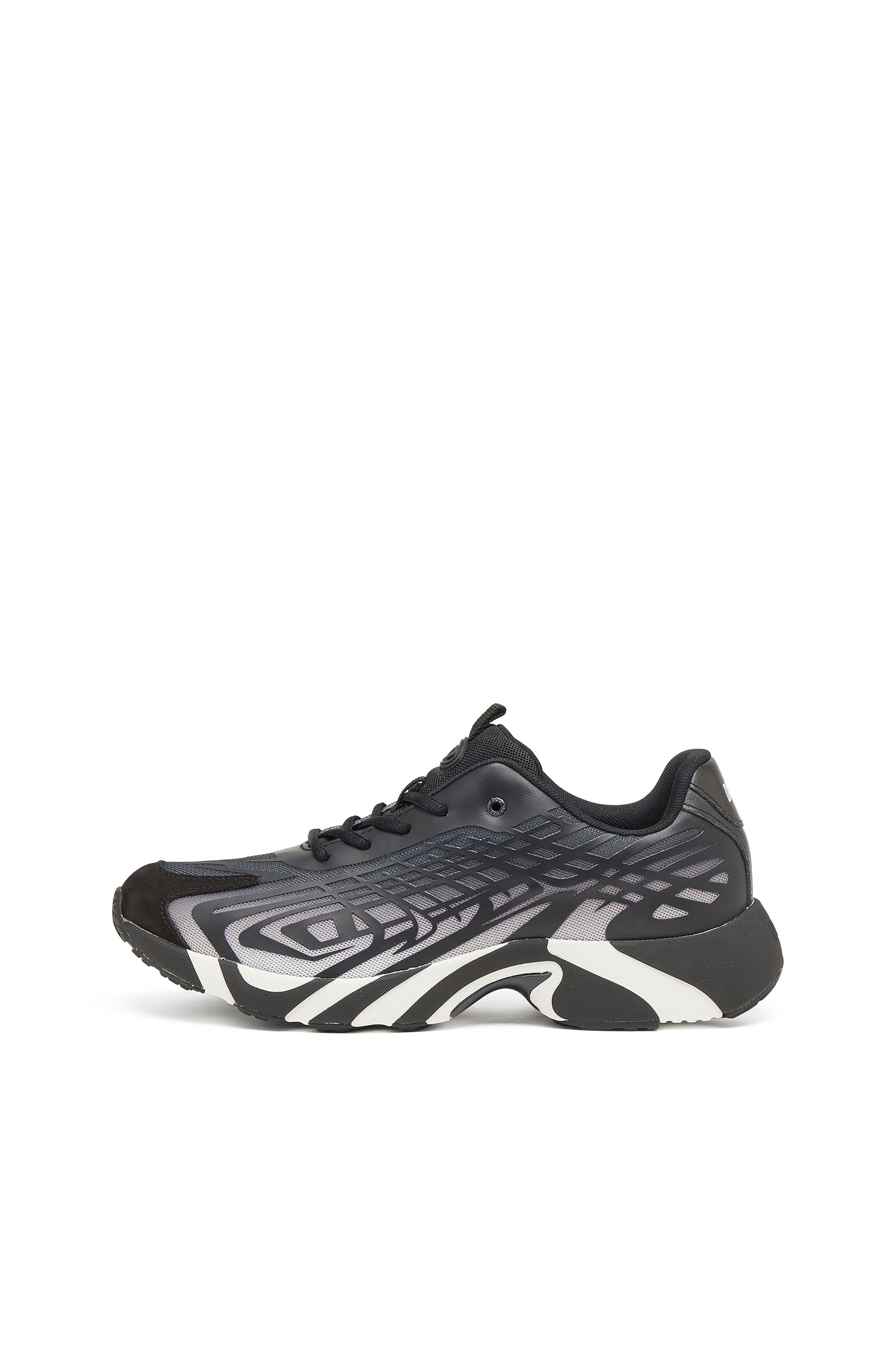 Diesel - S-D-VIT'S 500 LOW, Man's D-Vit-Sneakers in striped dégradé mesh in Black/White - 2