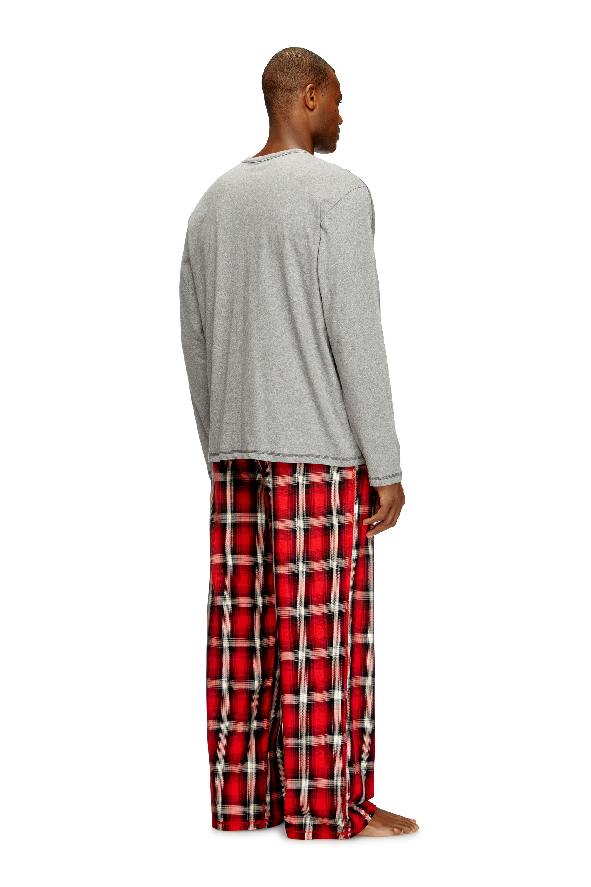 Diesel - KIT-LIAM, Man's Cotton pajama set with check pants in Grey/Red - 3