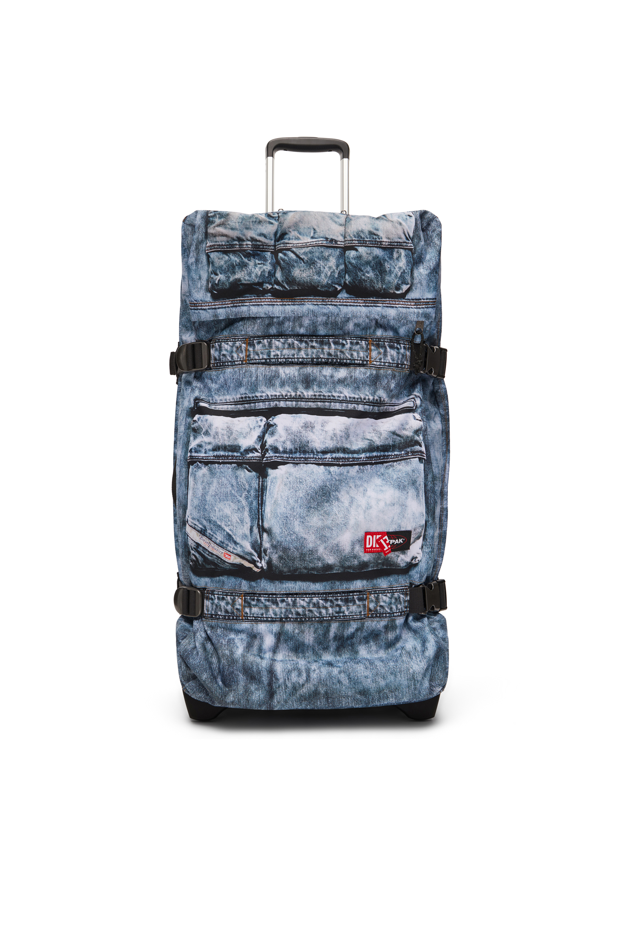 Diesel - DIESEL TRANSIT'R L, Unisex's Travel trolley in trompe l'oeil denim in Blue - 1