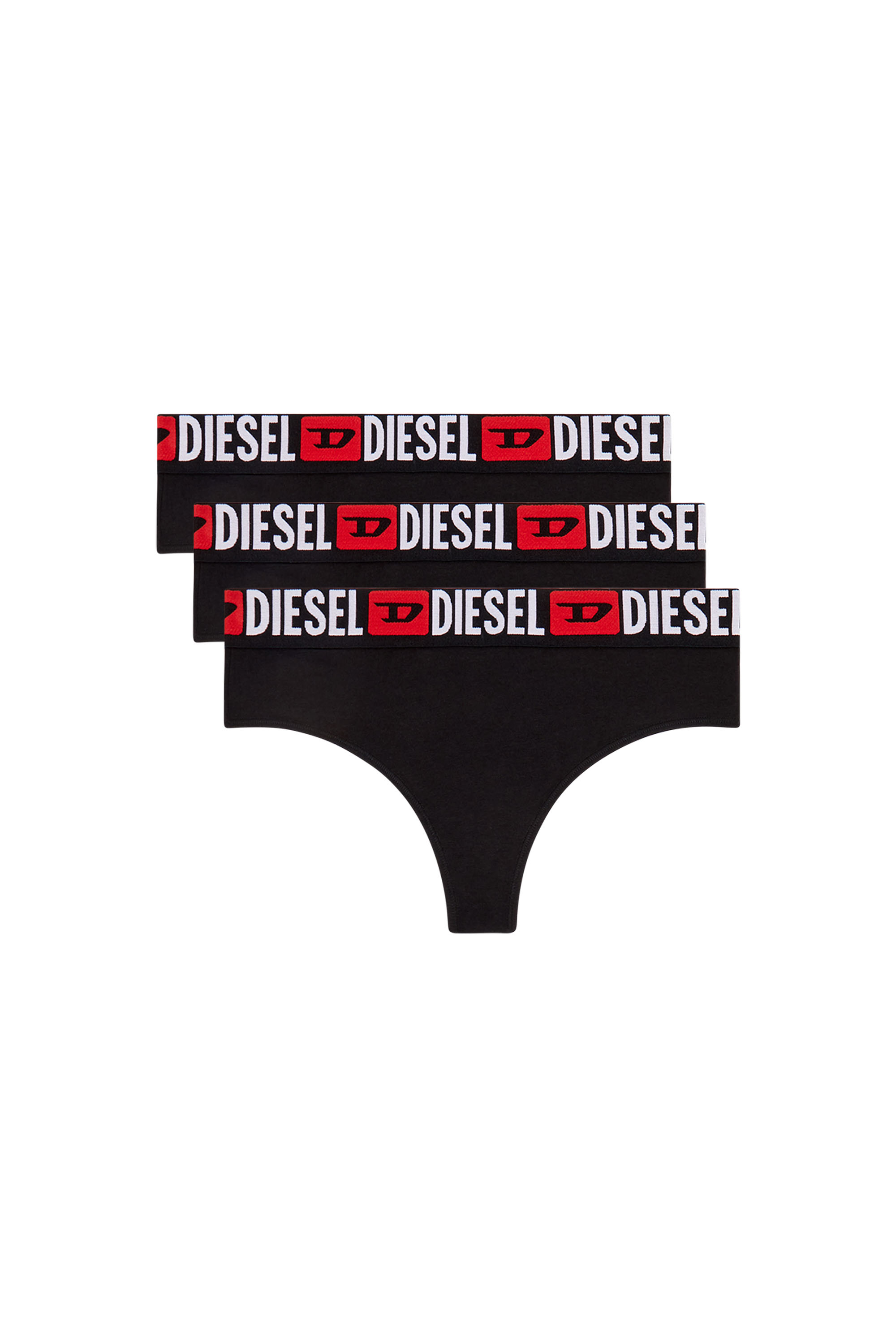 Diesel - UFST-STARS-THREEPACK, Woman's 3-pack thongs with logo waist in Black - 1