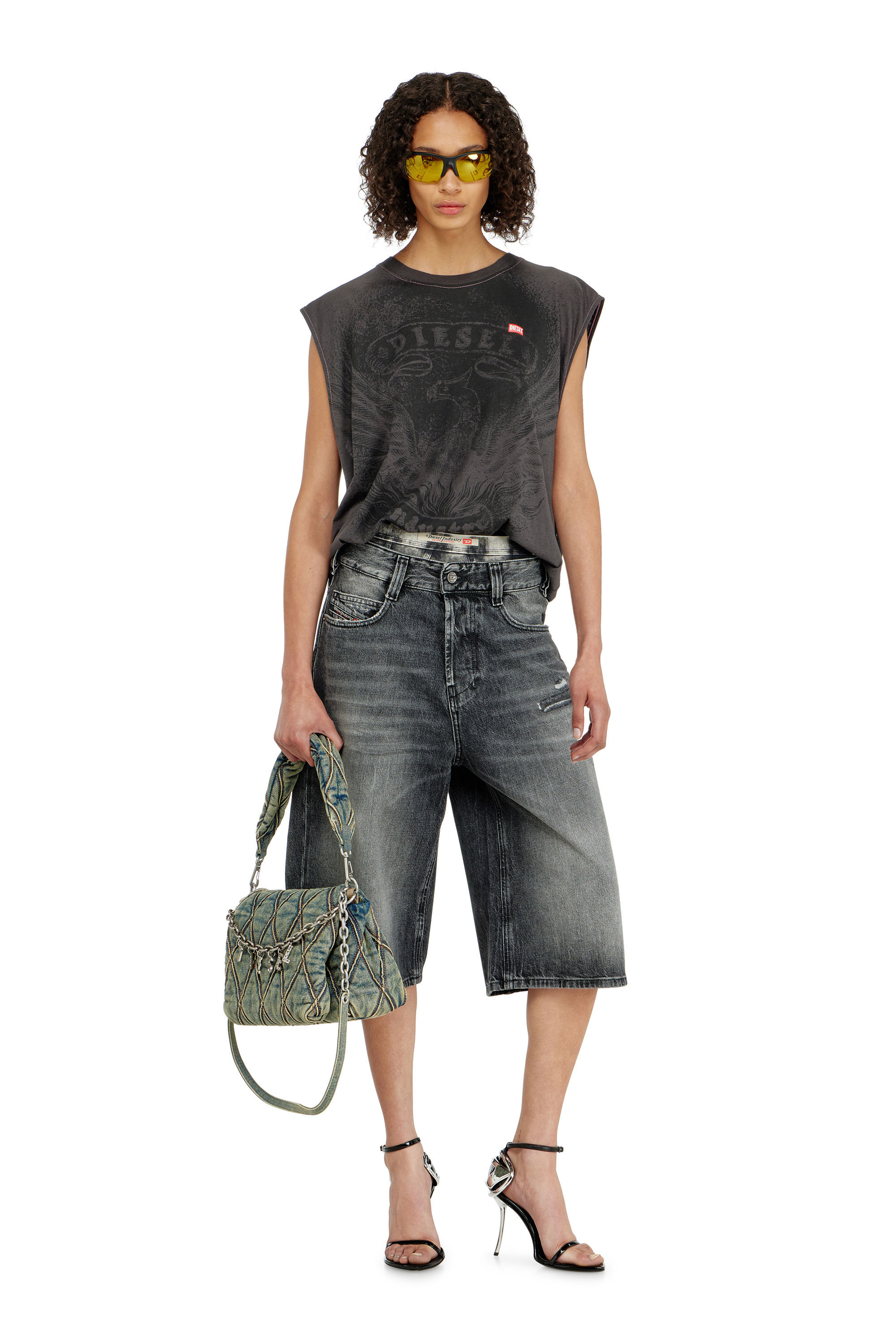 Diesel - D-ENIM-M-SHORT, Unisex's Denim relaxed shorts with abrasions in null - 2