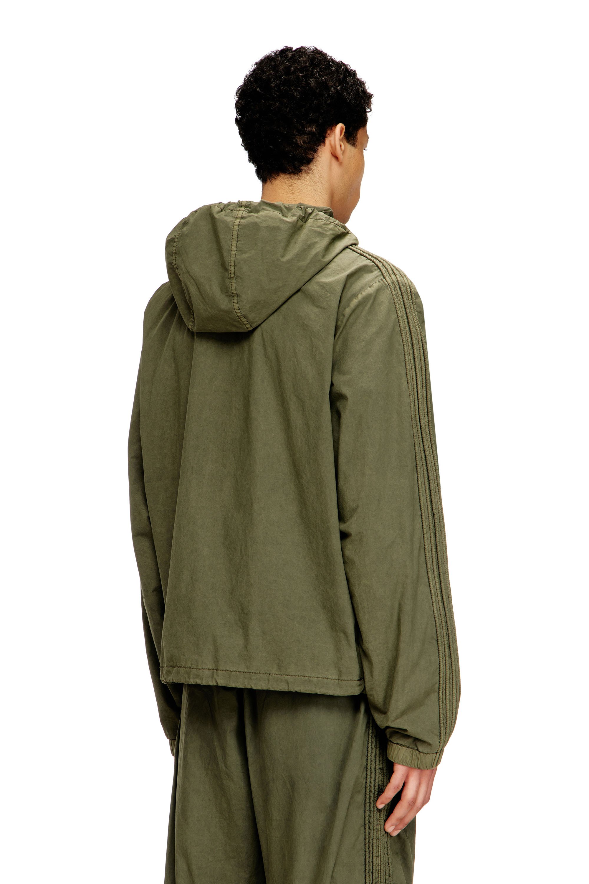 Diesel - J-STITCH, Man's Hooded zip-up jacket in cotton poplin in Military Green - 4