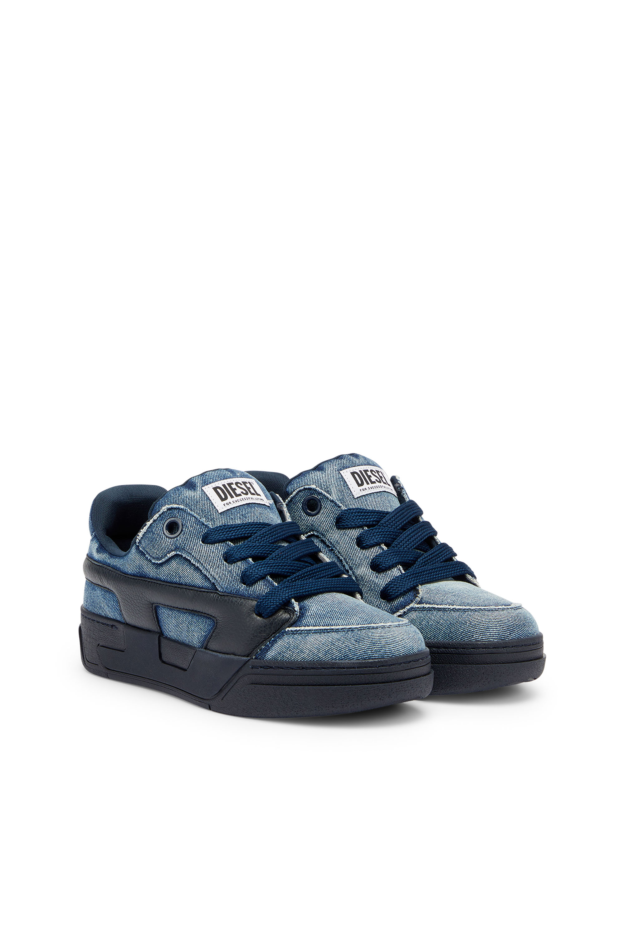 Diesel - S-D-OLLIE LOW, Man's S-D-Ollie - Sneakers in washed frayed denim in Blue - 2