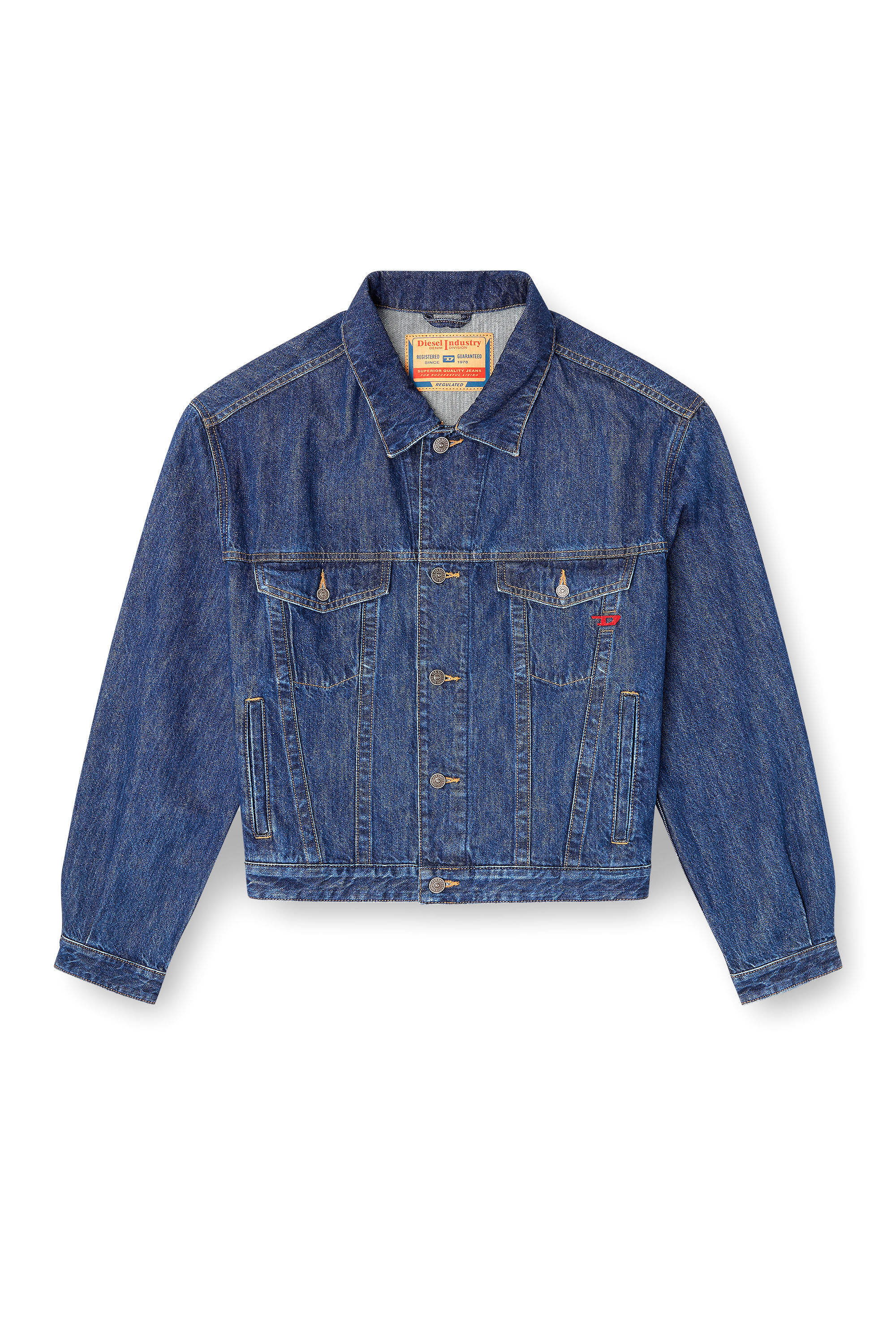 Diesel - D-RANGER, Man's Trucker jacket in denim in Medium blue - 2