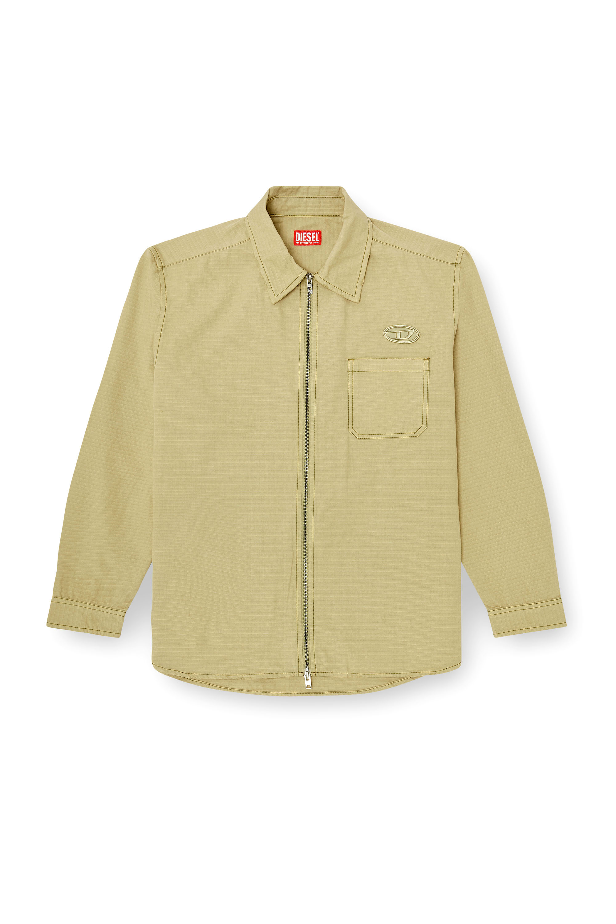 Diesel - S-ALIAS-ZIP, Man's Ripstop shirt with zip closure in null - 3