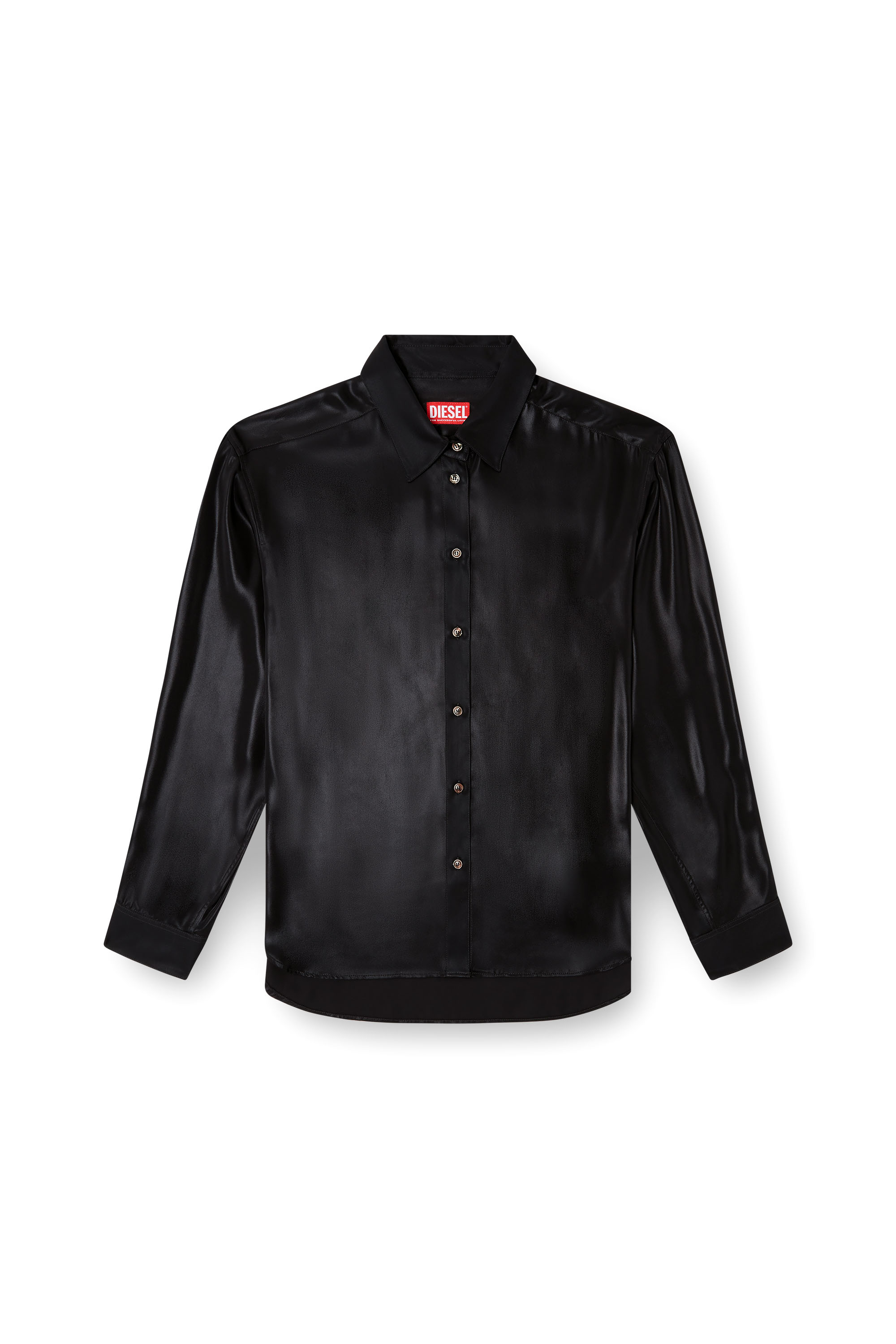 S-SIMPLY-C-WN-Q1, Black Diesel - S-SIMPLY-C-WN-Q1, Woman's Fluid shirt in laminated fabric in Black - 2
