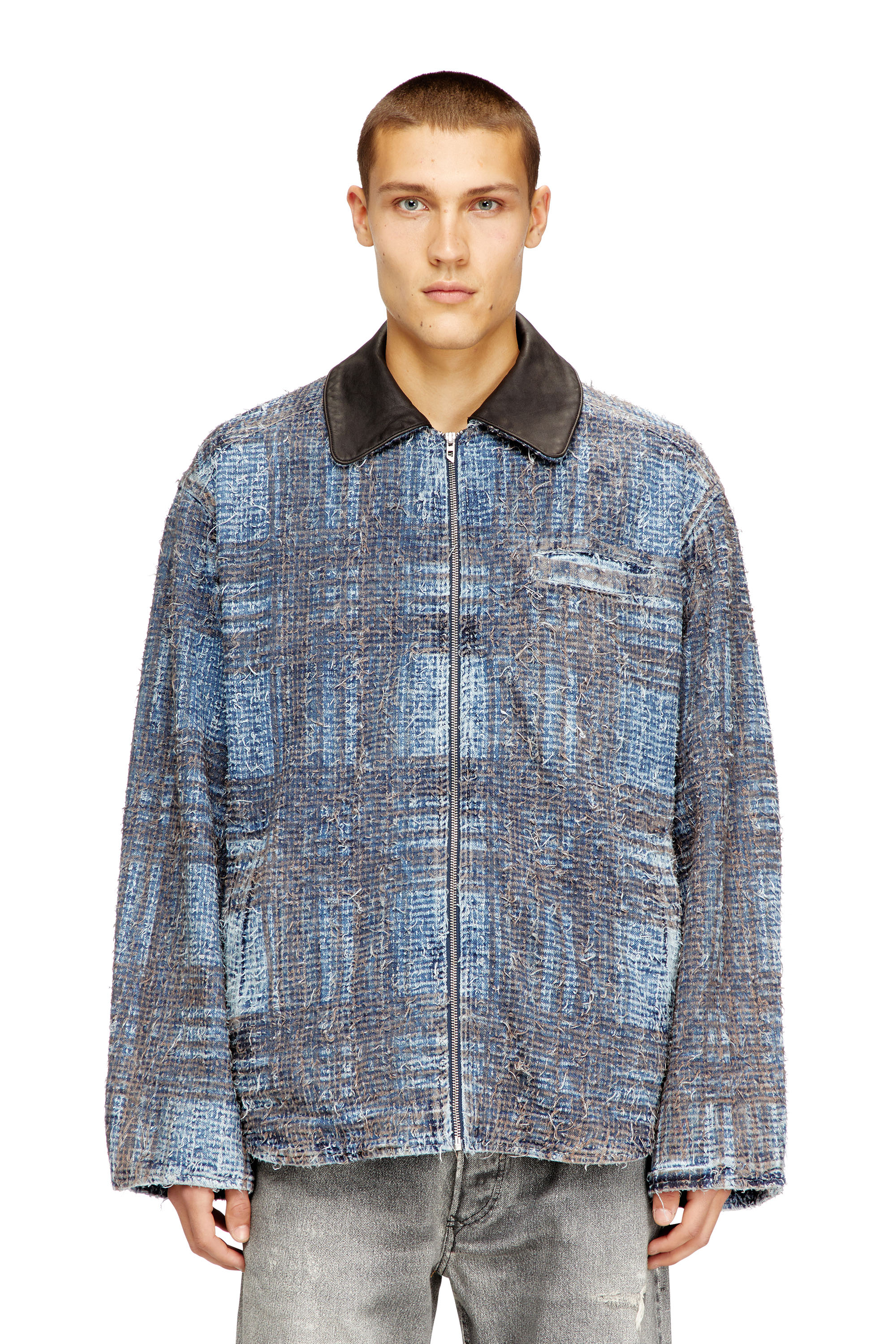 Diesel - D-IVAR-S1, Man's Jacket in graphic bouclé denim in null - 1