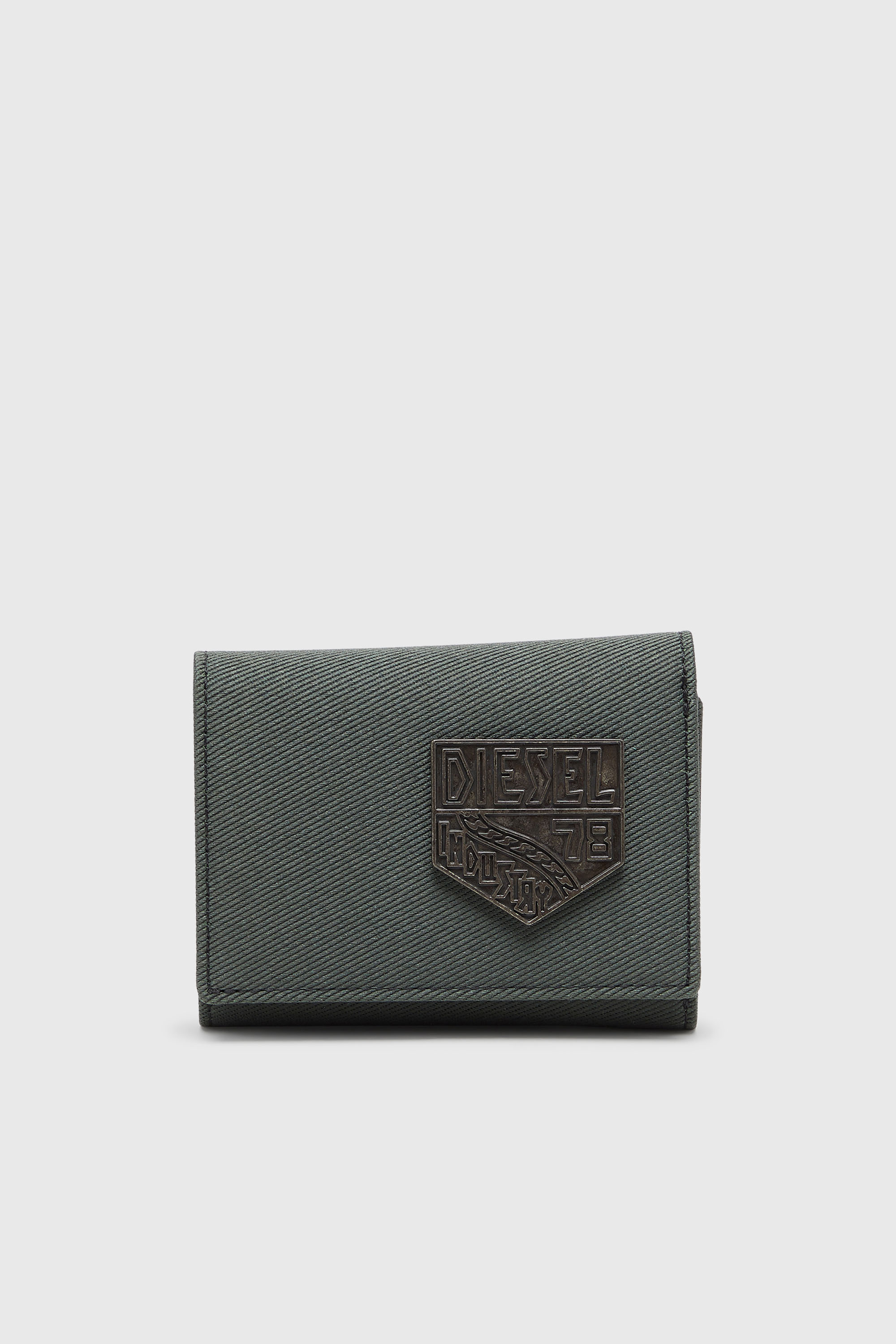 Diesel - D-PACK TRI FOLD COIN 3D, Man's Coin case with embossed patch in Green - 1