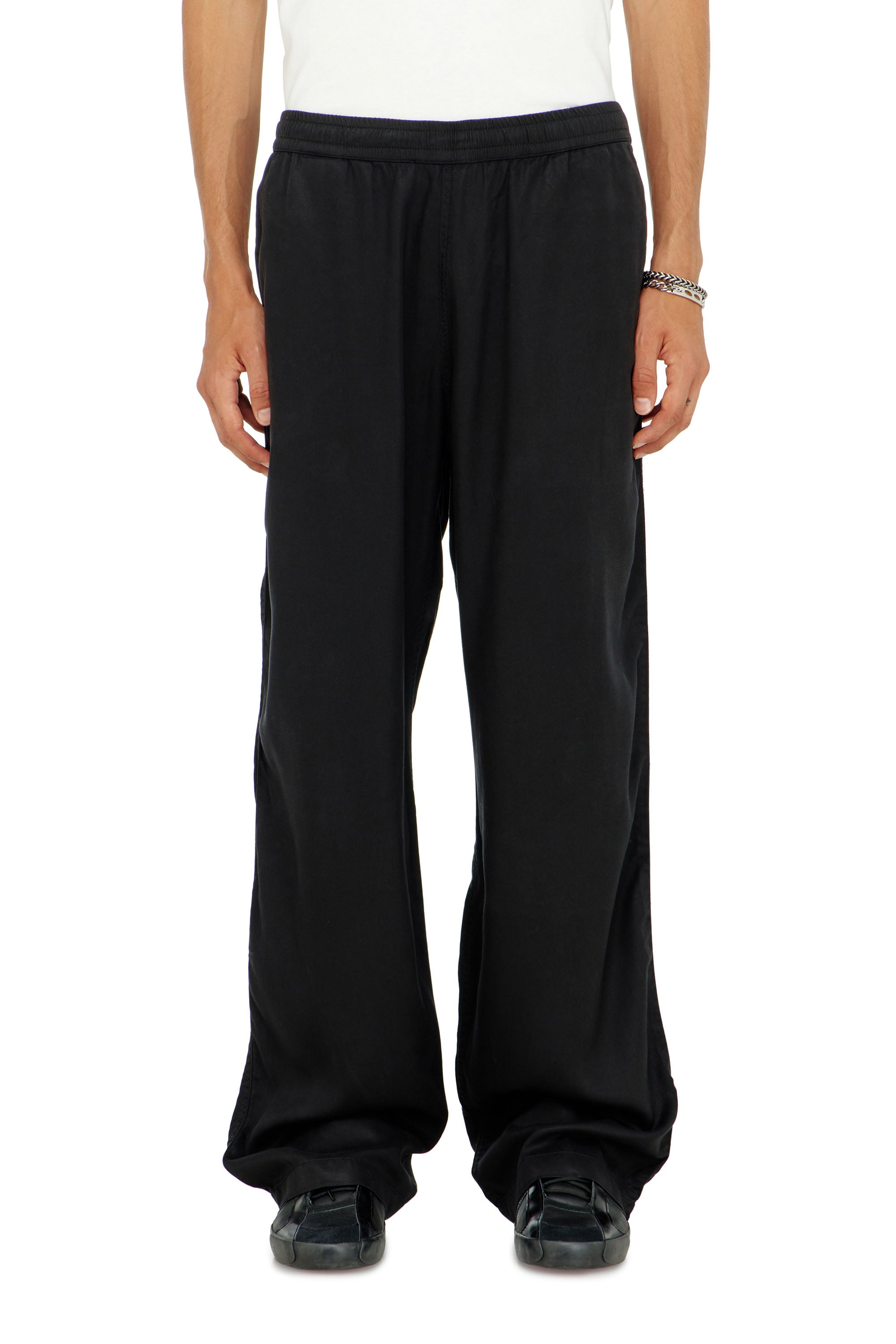Diesel - P-DREYER-C, Man's Drawstring pants in faded twill in Black - 2
