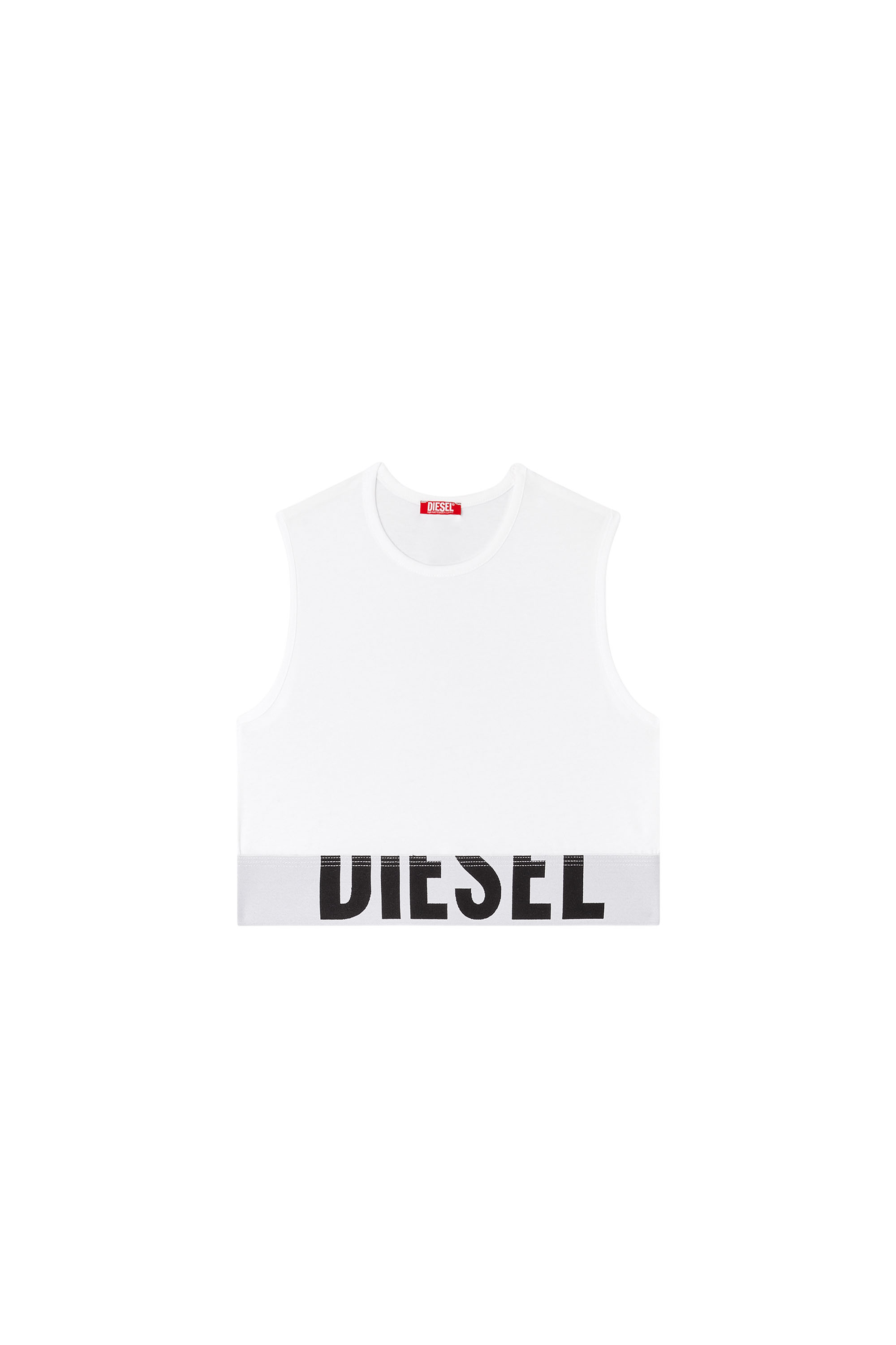 Diesel - ADA-D-POP, Woman's Cropped tank top with cut-off logo in White - 4