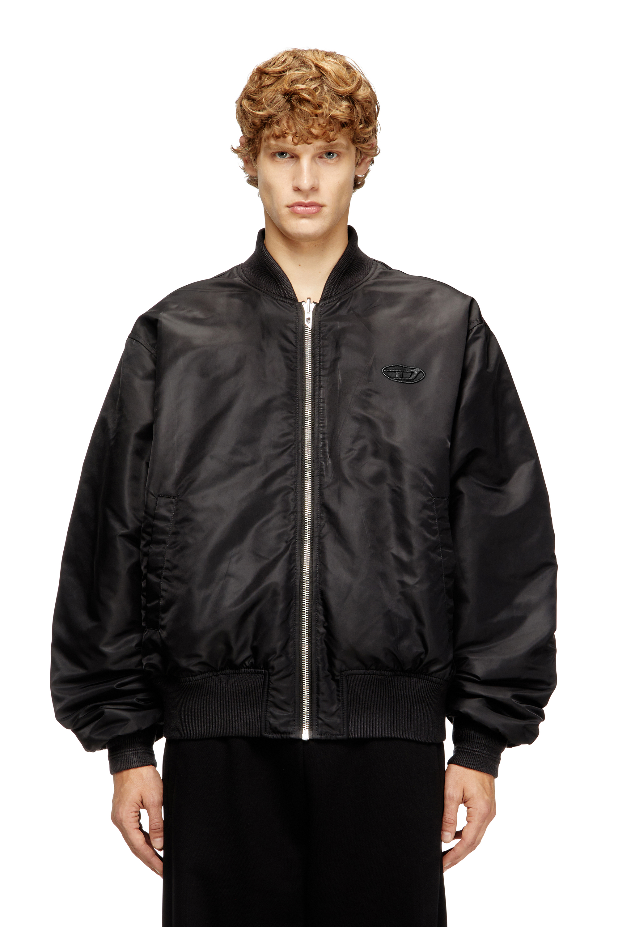 Diesel - W-TYPE-D1, Man's Padded bomber jacket with Oval D embroidery in Black - 3