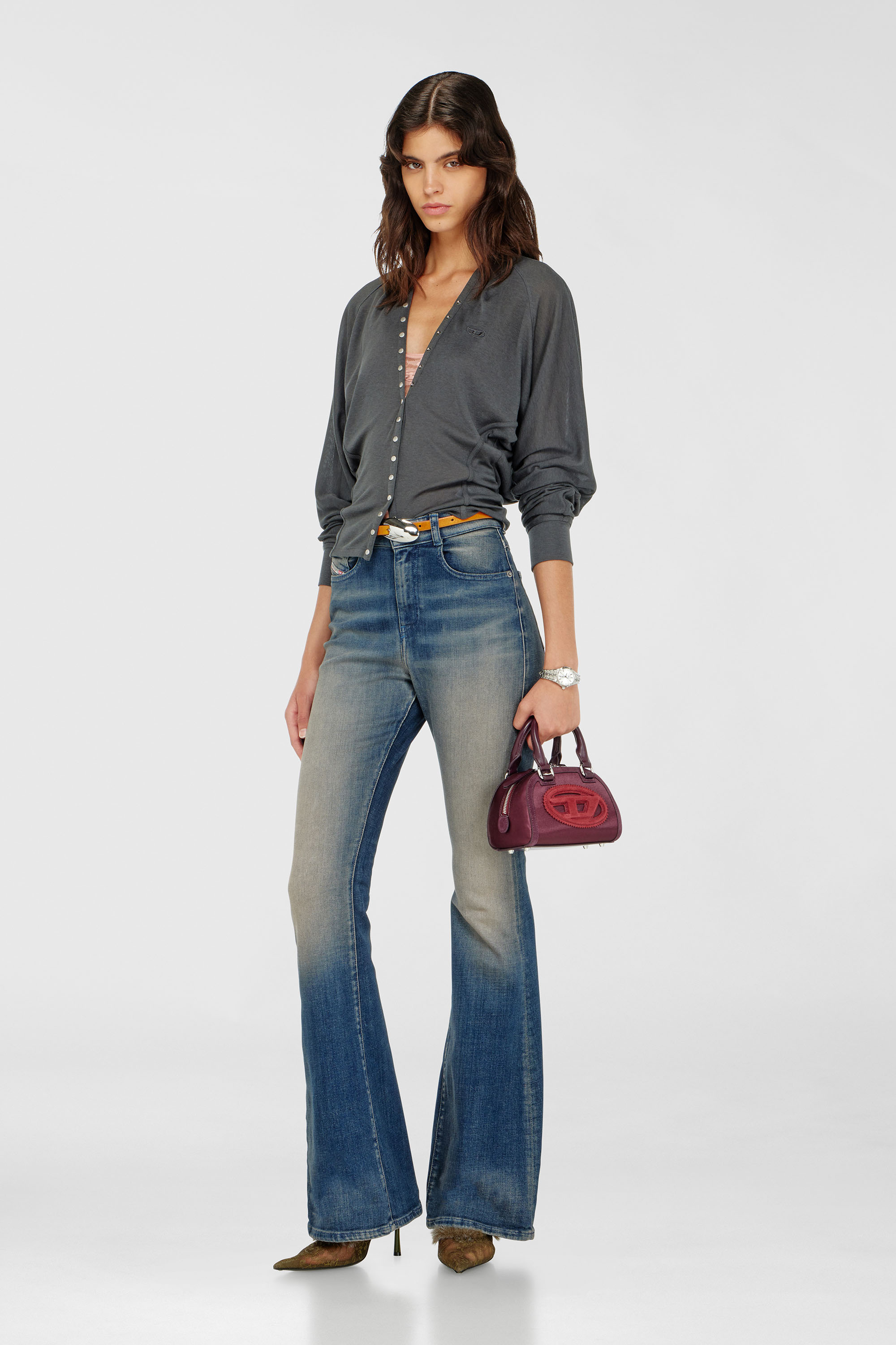 Diesel - T-ISERINA, Woman's Tencel-blend cardigan top with batwing sleeves in Grey - 2