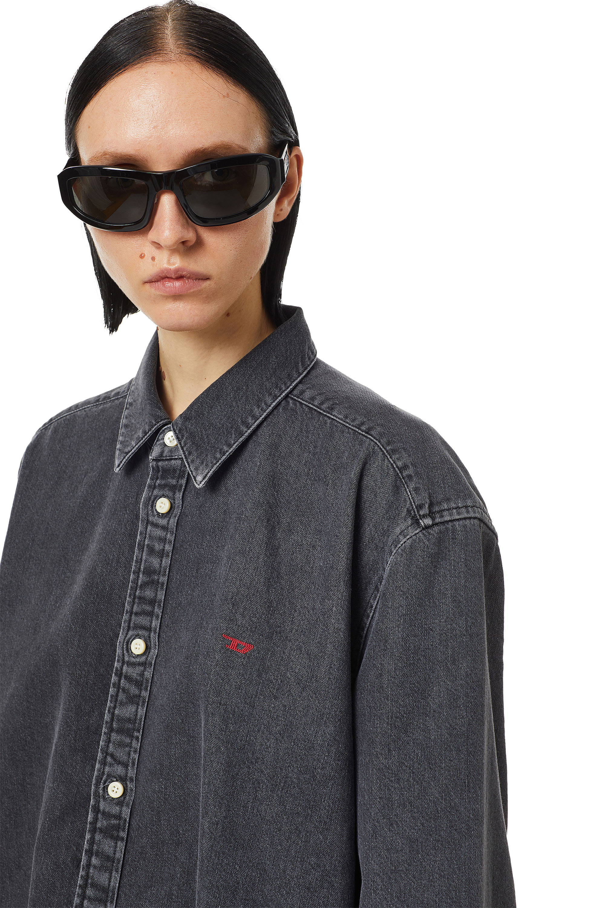 Diesel - DE-BLEX SHIRT DRESS, Black/Dark grey - Image 3